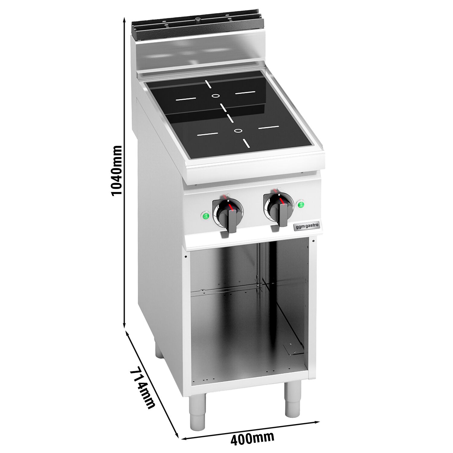 Fourneau à induction - 7kW - 2 foyers - sur placard ouvert