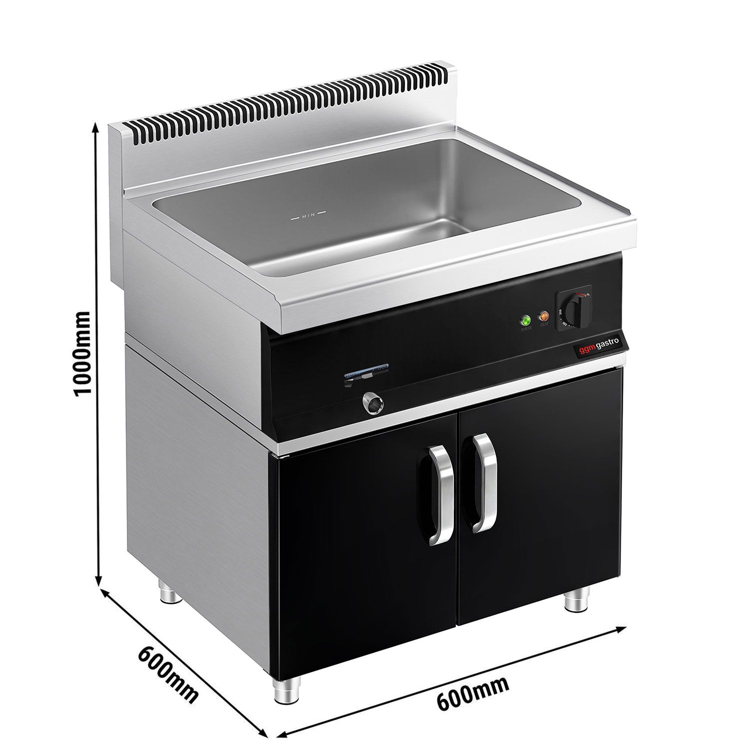 Elektro Bain-Marie - 2,4 kW - 2x GN 1/1 oder 4x GN 1/2 - inkl. Unterbau mit 2 Türen