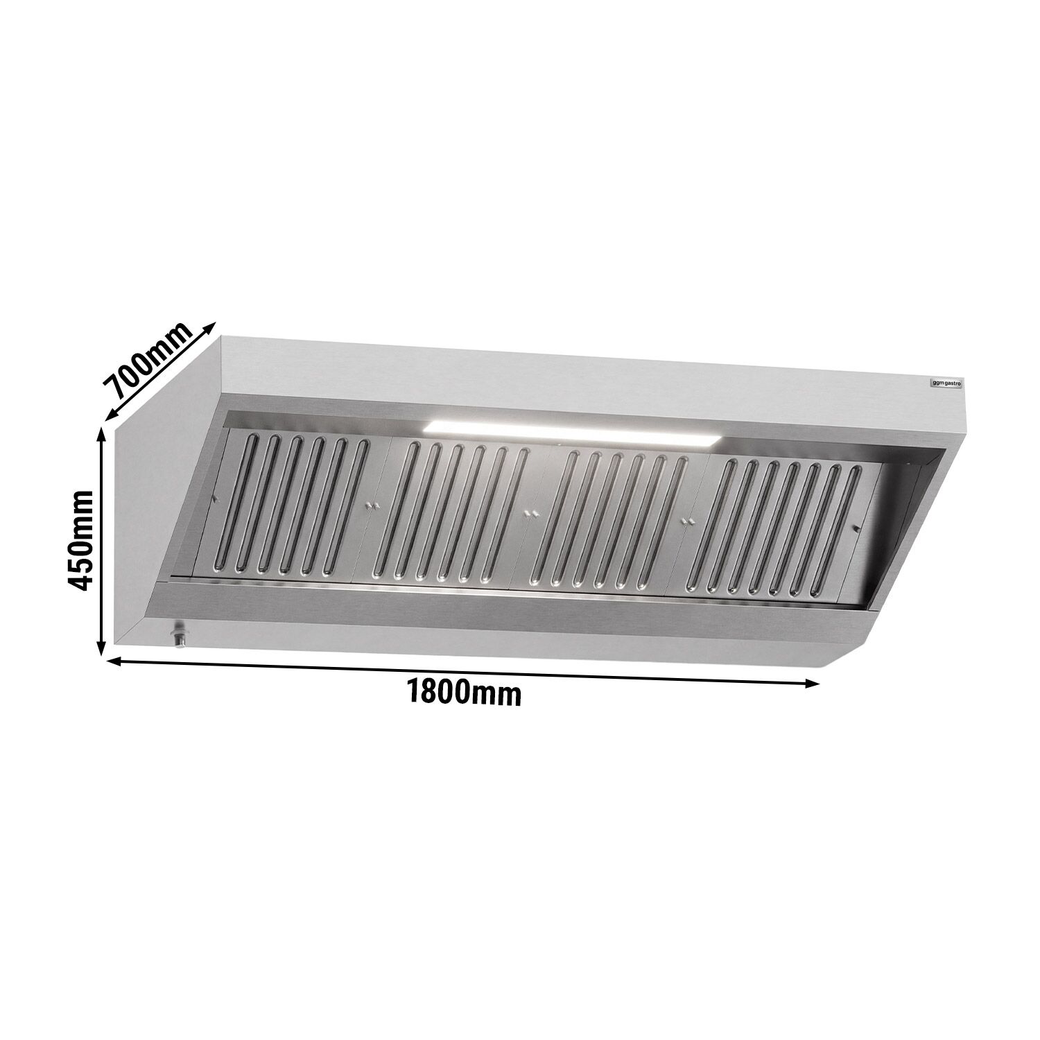 Hotte murale – 1800 mm – avec filtre & lampe