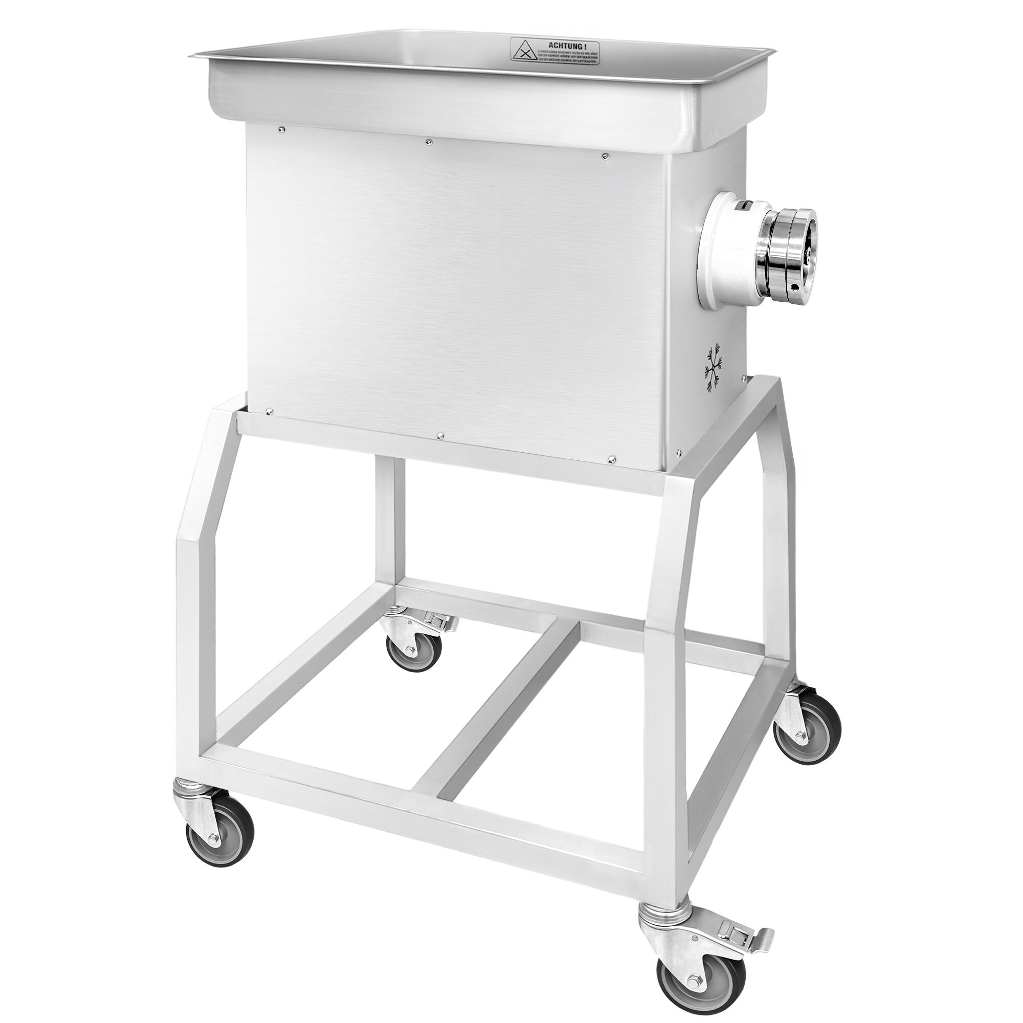 Heavy Duty Electric Meat Mincer Size 32 - 600kg/h - 3 kW - 236rpm - Mincing Plate 3.5mm - with Castors - with Cooling System