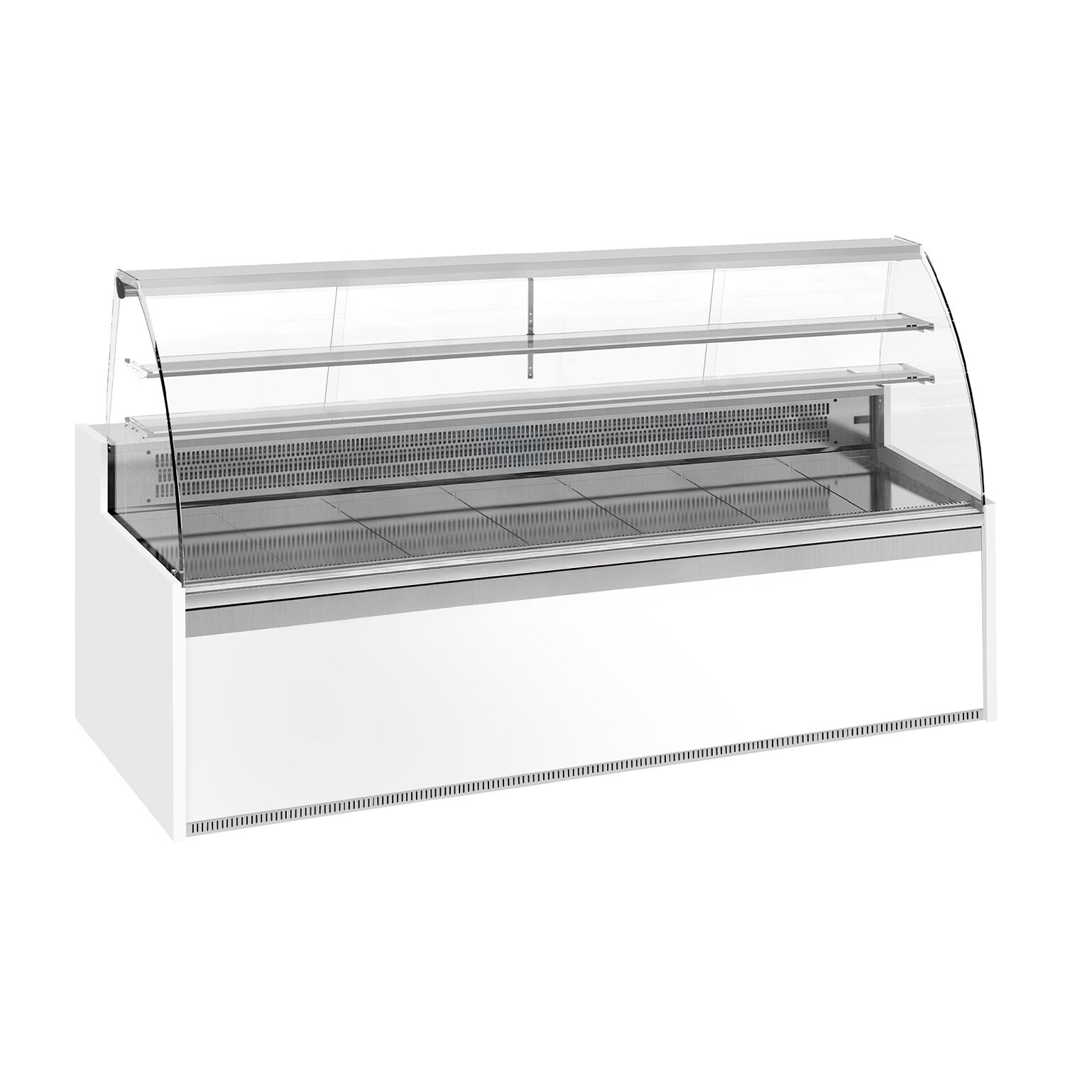 Comptoir vitrine réfrigérée - 2560x985mm - 430L - +4/+8°C - 4 portes - Vitre bombée