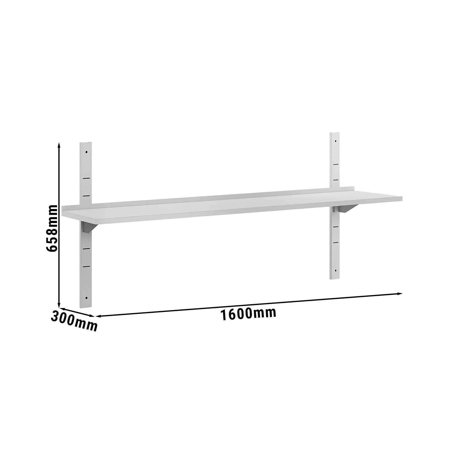 Étagère murale ECO en inox - 1600 × 300 mm - avec 1 étage