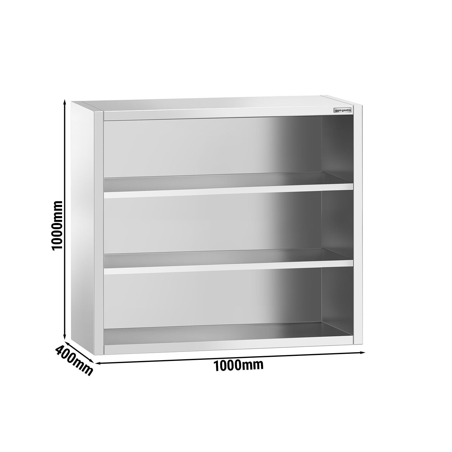 Armoire murale en acier inoxydable PREMIUM - 1000x400mm - sans portes (ouvert) - 1000mm de haut