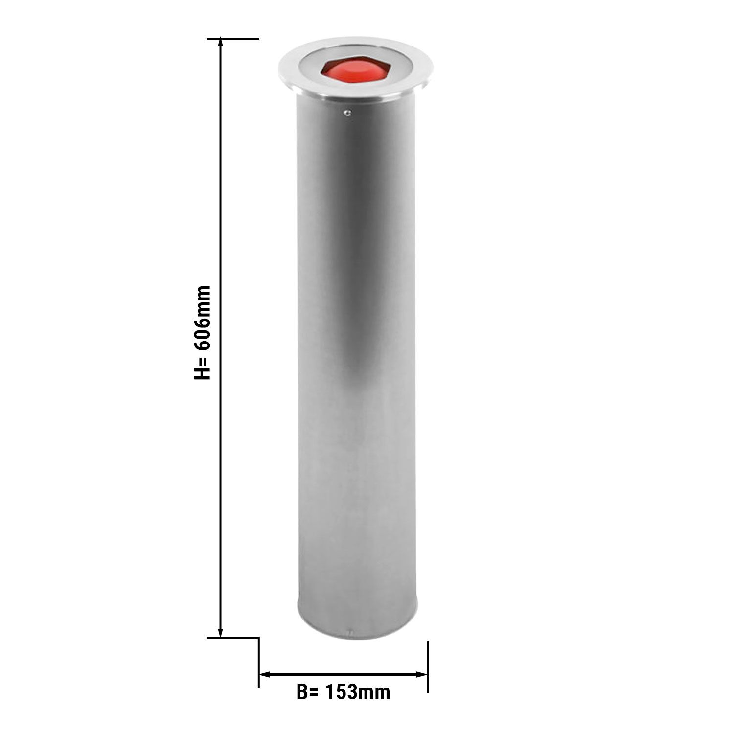 Dispensador de vasos empotrable de acero inoxidable - Regulable Ø62-98mm con muelle - Versión empotrada
