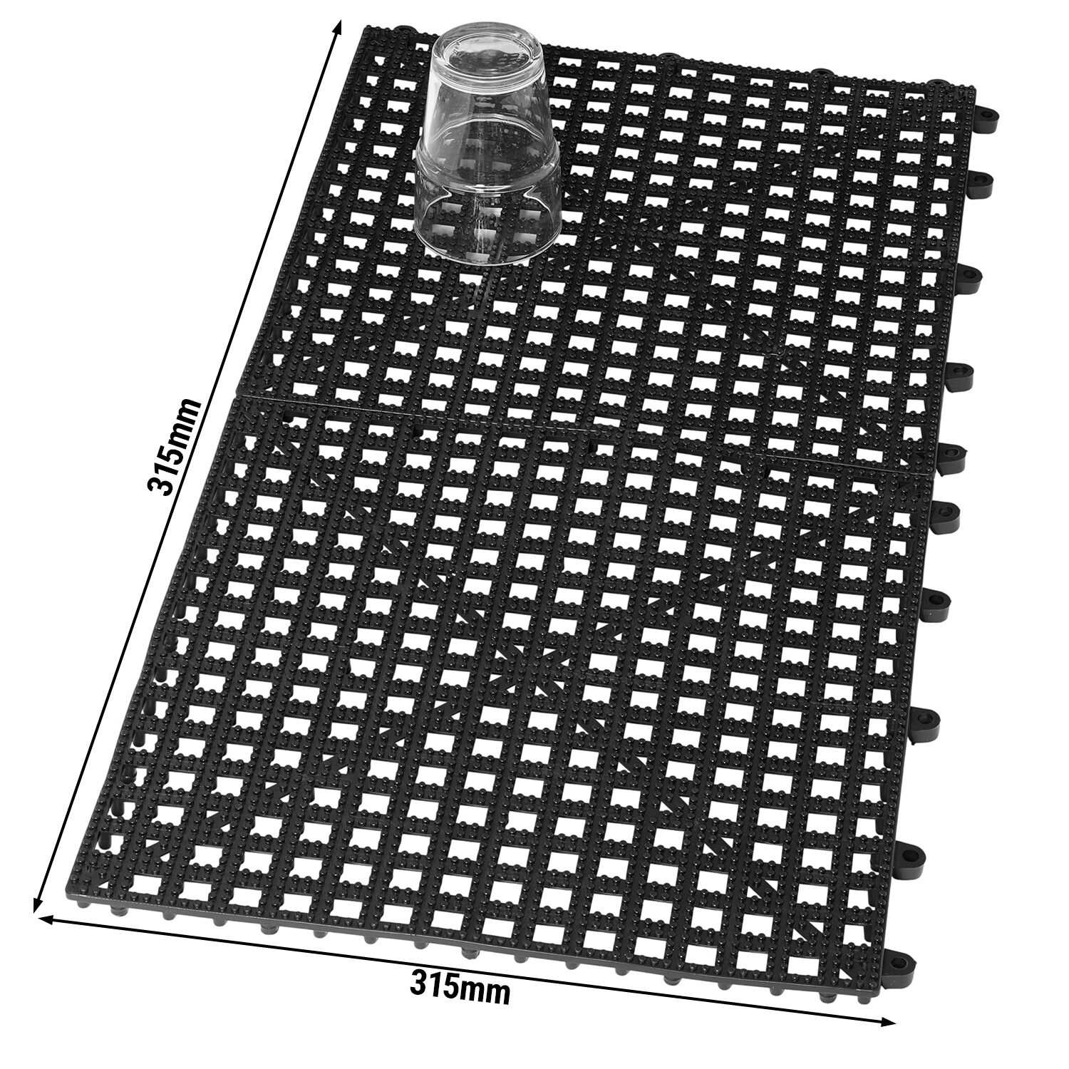 (3 pièces) FUCHS | DELFIN® Tapis d'égouttage en caoutchouc - jeu de 2 - 315x315mm - enfichable - noir