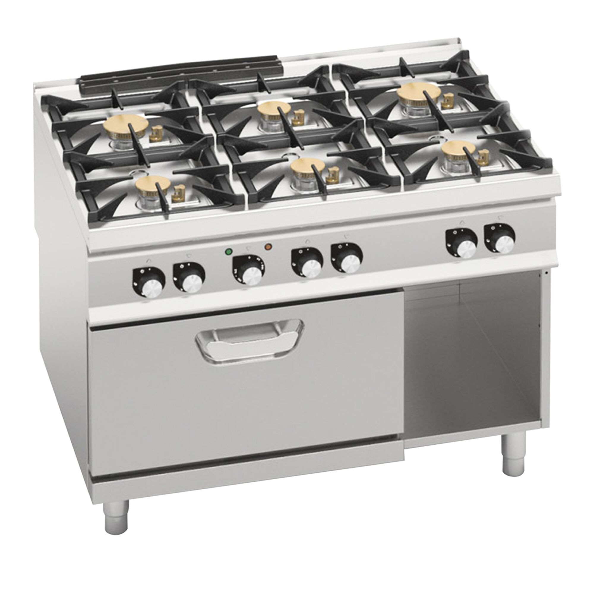 Fourneau à gaz – 44 kW – 6 brûleurs – avec four électrique à convection – 4,68 kW