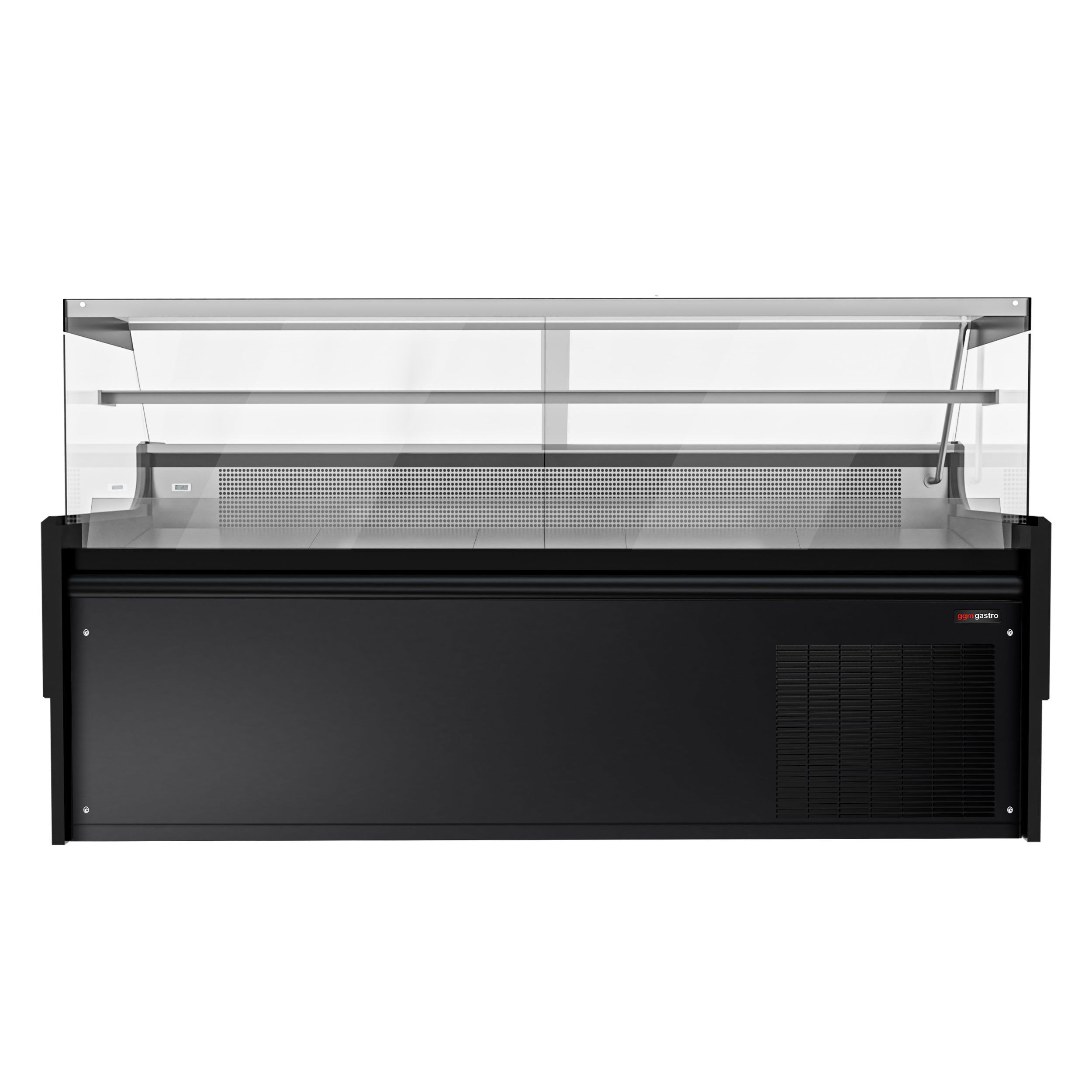Comptoir vitrine réfrigérée - 2480x975mm - +2/+8°C - 200L - Façade noire - Vitre droite