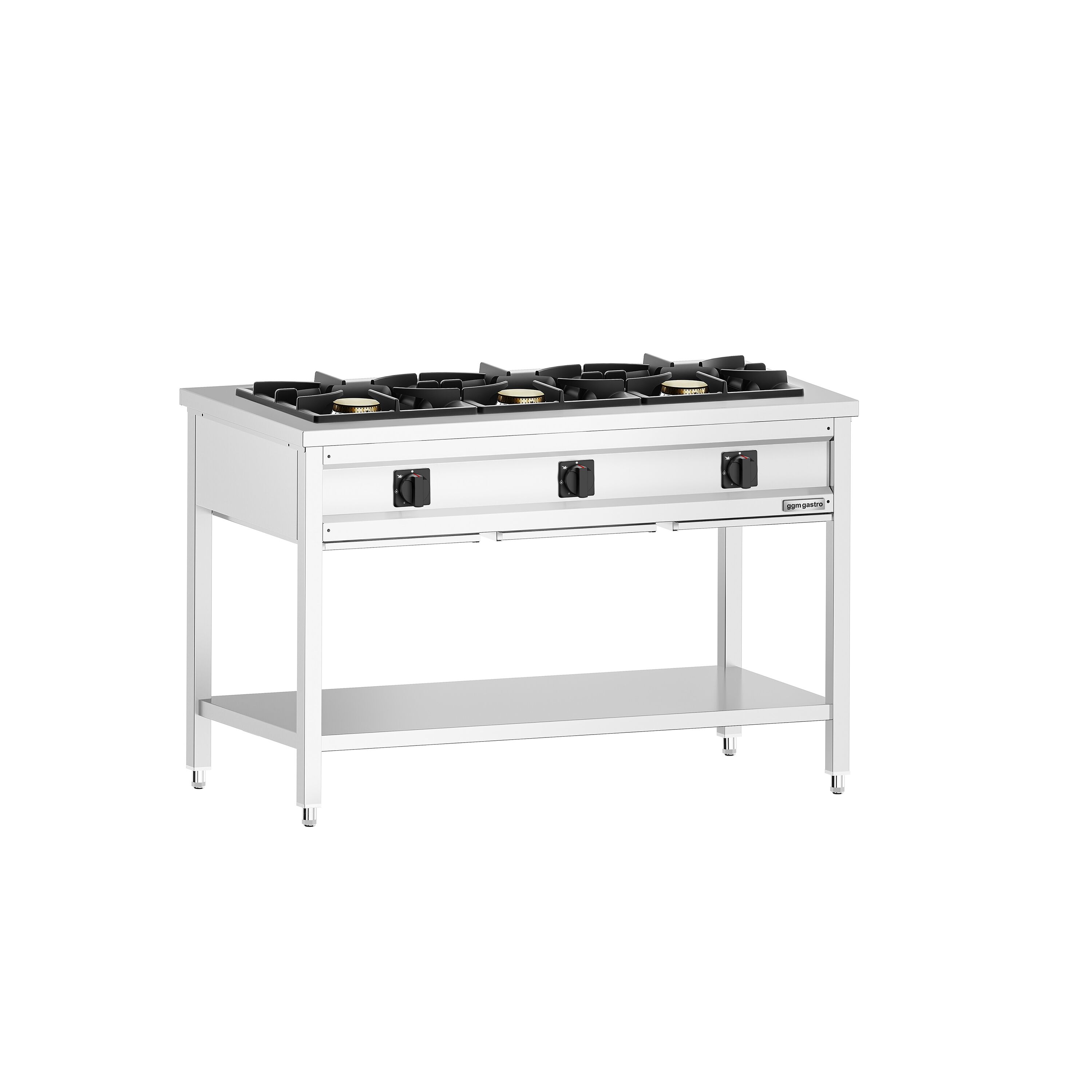 Fourneau à gaz – 25,5 kW – 3 brûleurs – ouvert avec socle de base & tiroir de récupération