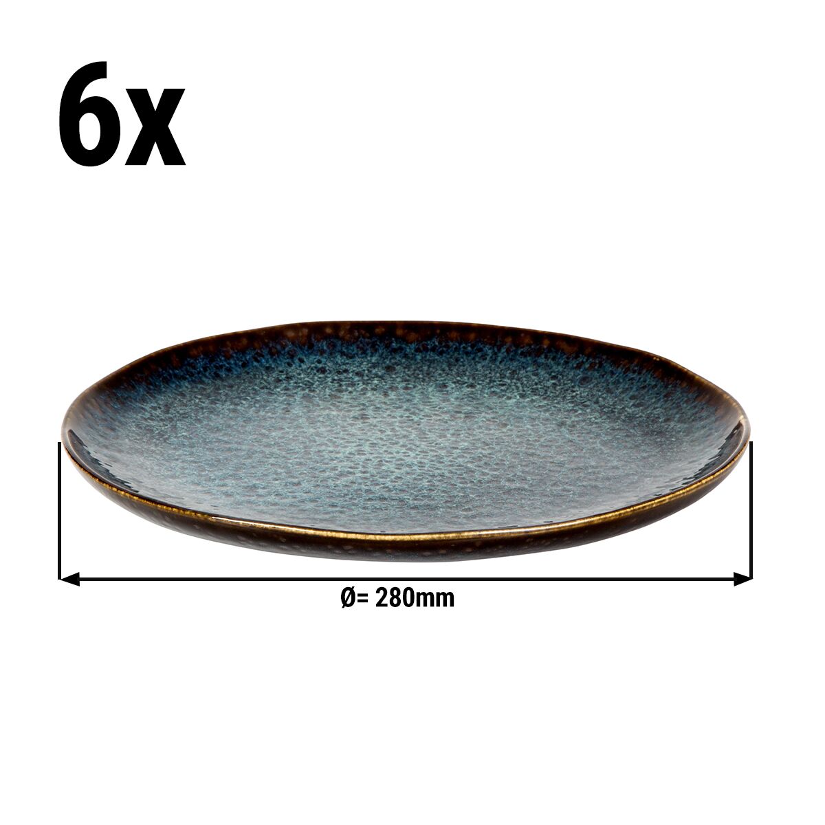 (6 pieces) ECCENTRIC - Flat plate - Ø 28 cm - Petrol blue