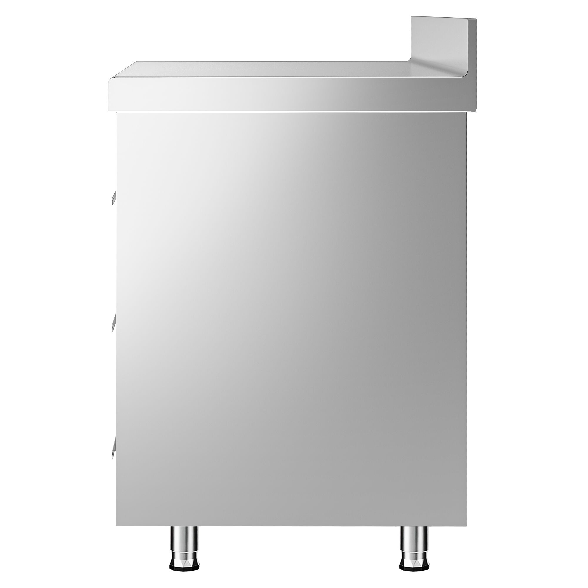 Szafka robocza ze stali nierdzewnej - 647x600mm - z 3 szufladami, z rantem