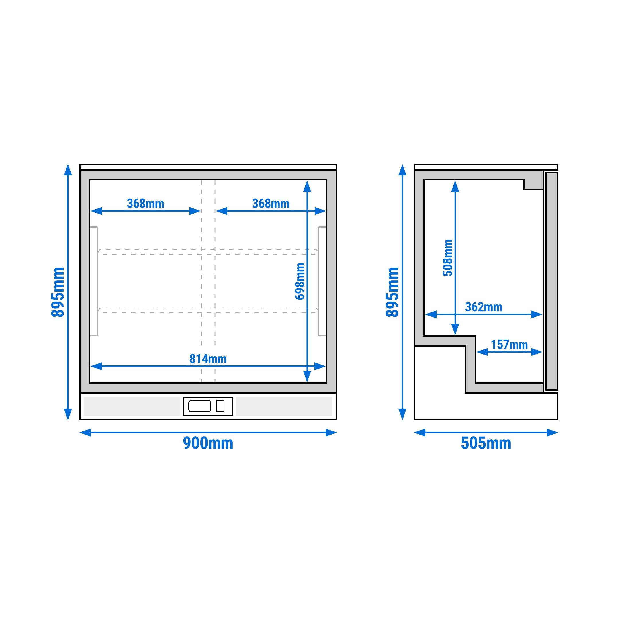 Réfrigérateur de bar – 900 mm – 220 litres – avec 2 portes vitrées battantes – Gris