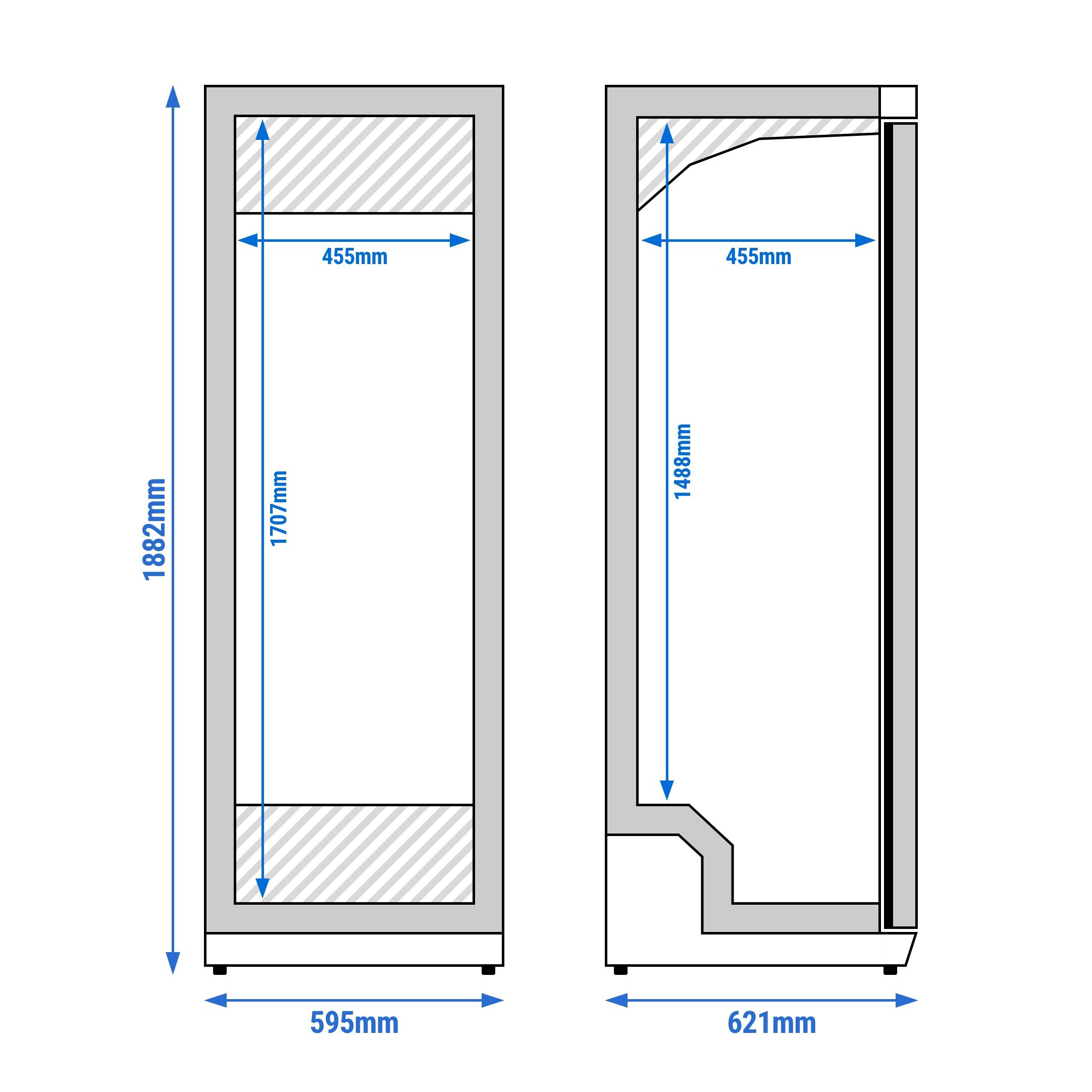 Congélateur de stockage inox ECO – 400 litres – avec 1 porte – intérieur de la porte en plastique