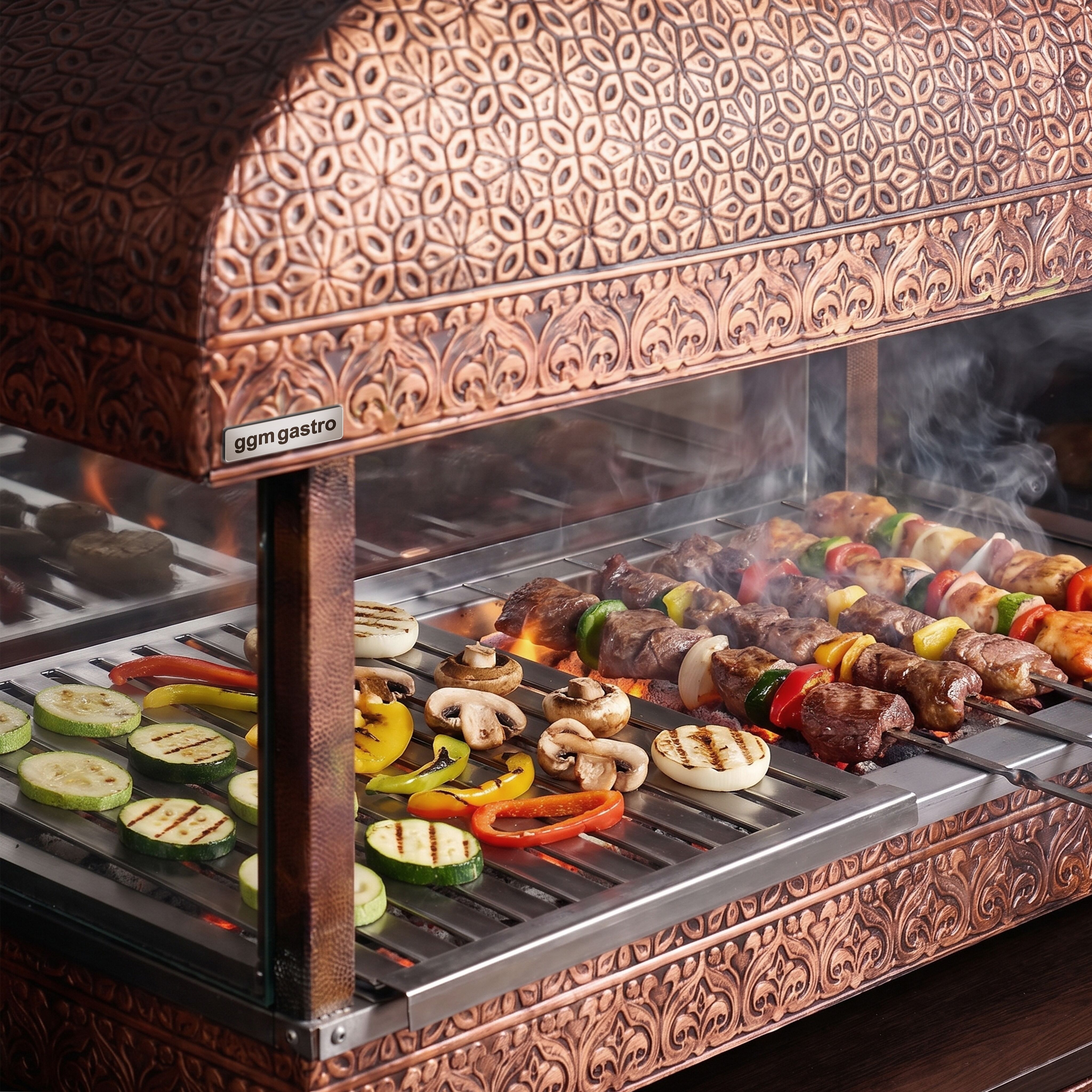 Kolgrill – med kopparkåpa - med glasfront - 1 000 mm - koppar (kopparkåpa)