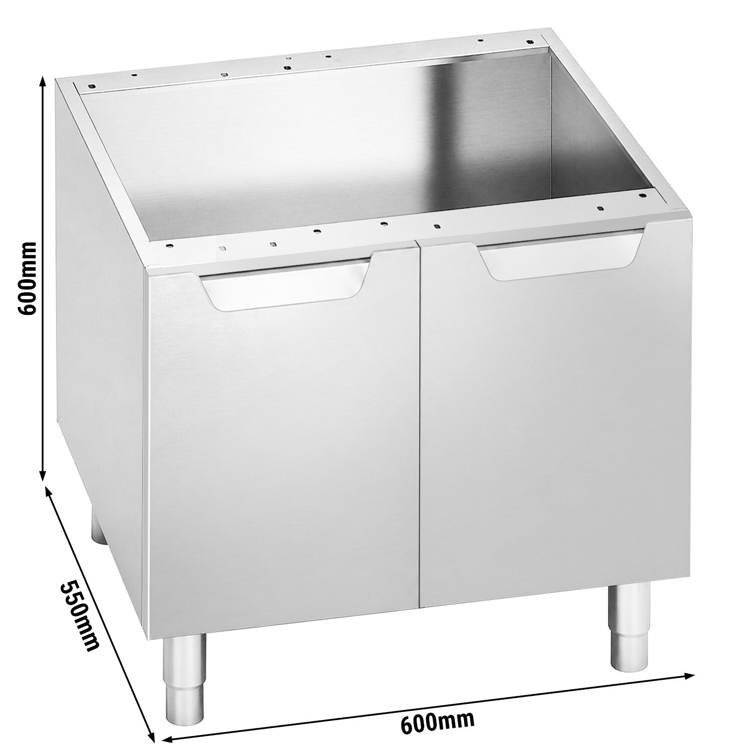 Open Base Cabinet - 600x550x600mm - 0.30m³ - Stainless Steel AISI 304 - Series 600