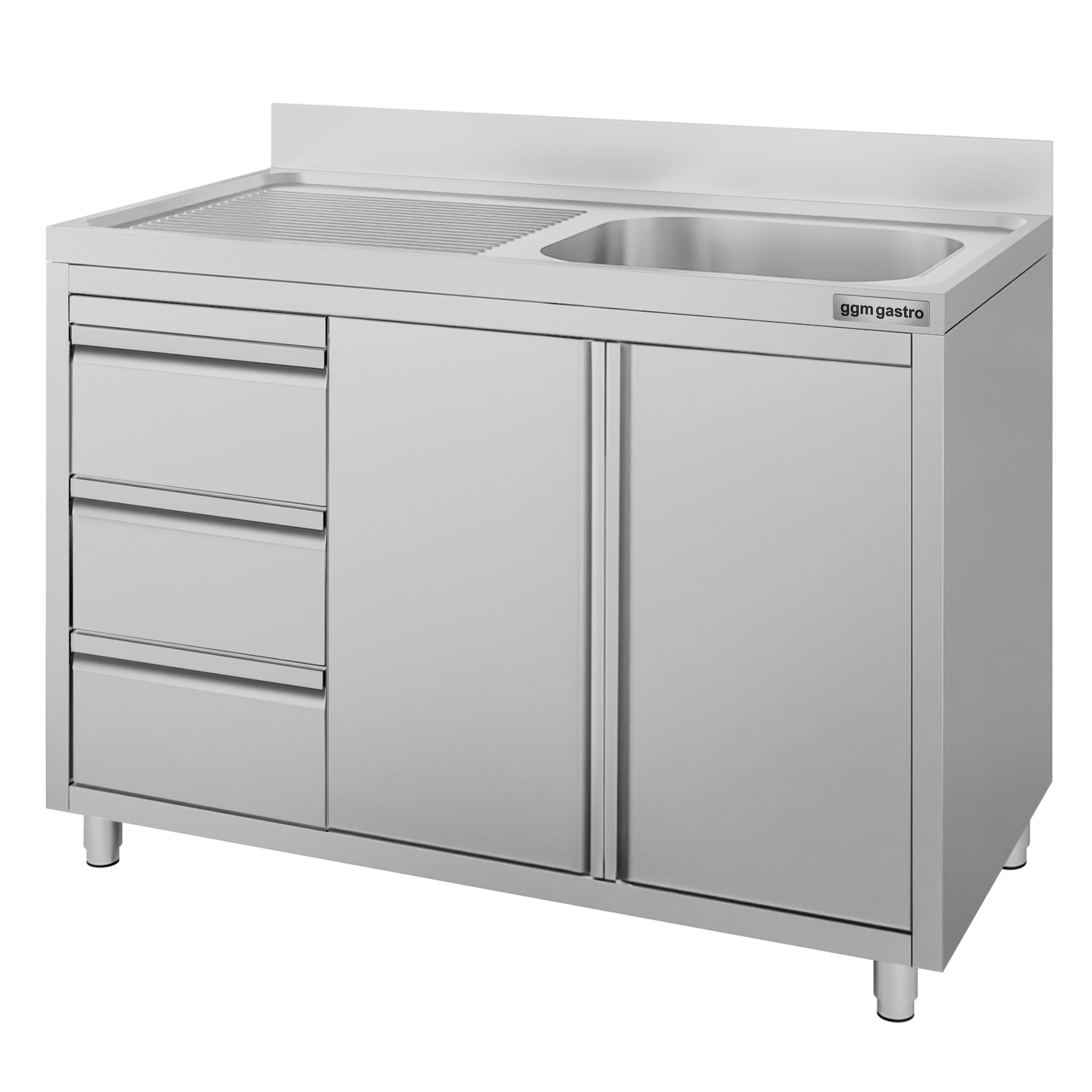 Meuble évier ECO - 1200 x 600 mm - 3 tiroirs - & 1 bac à droite