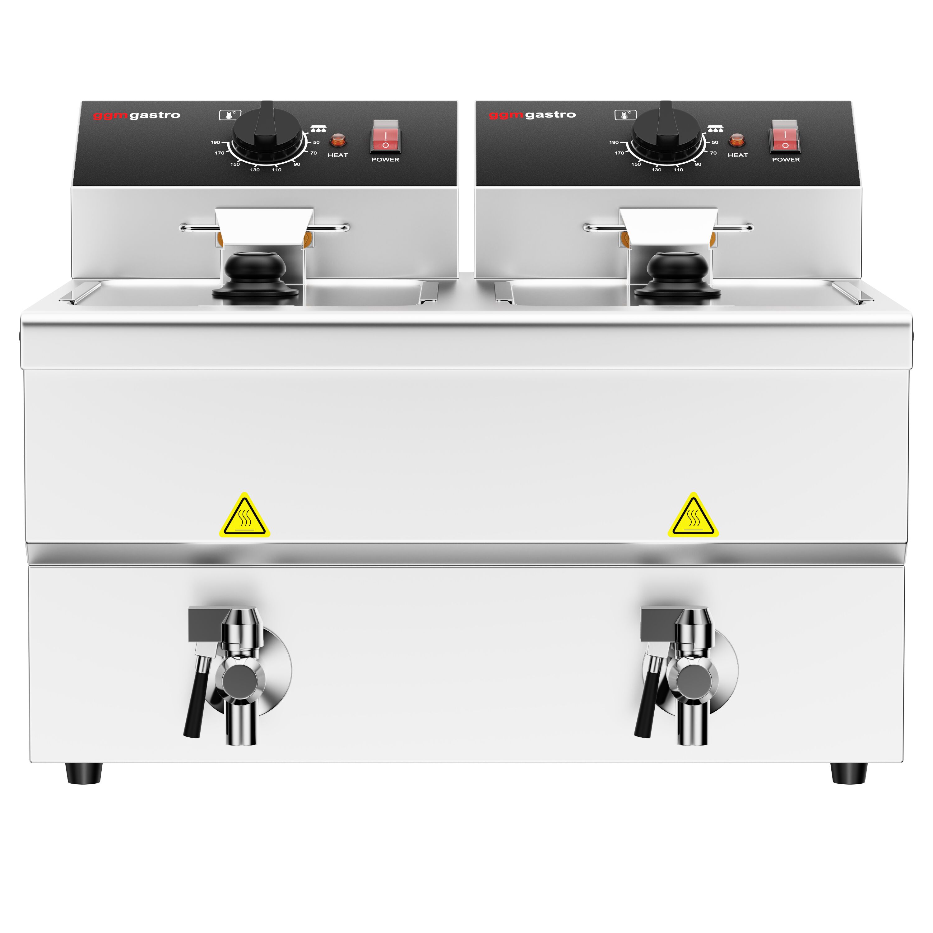 Friteuse électrique double – 8+8 litres – 6,5 kW – avec robinet de vidange