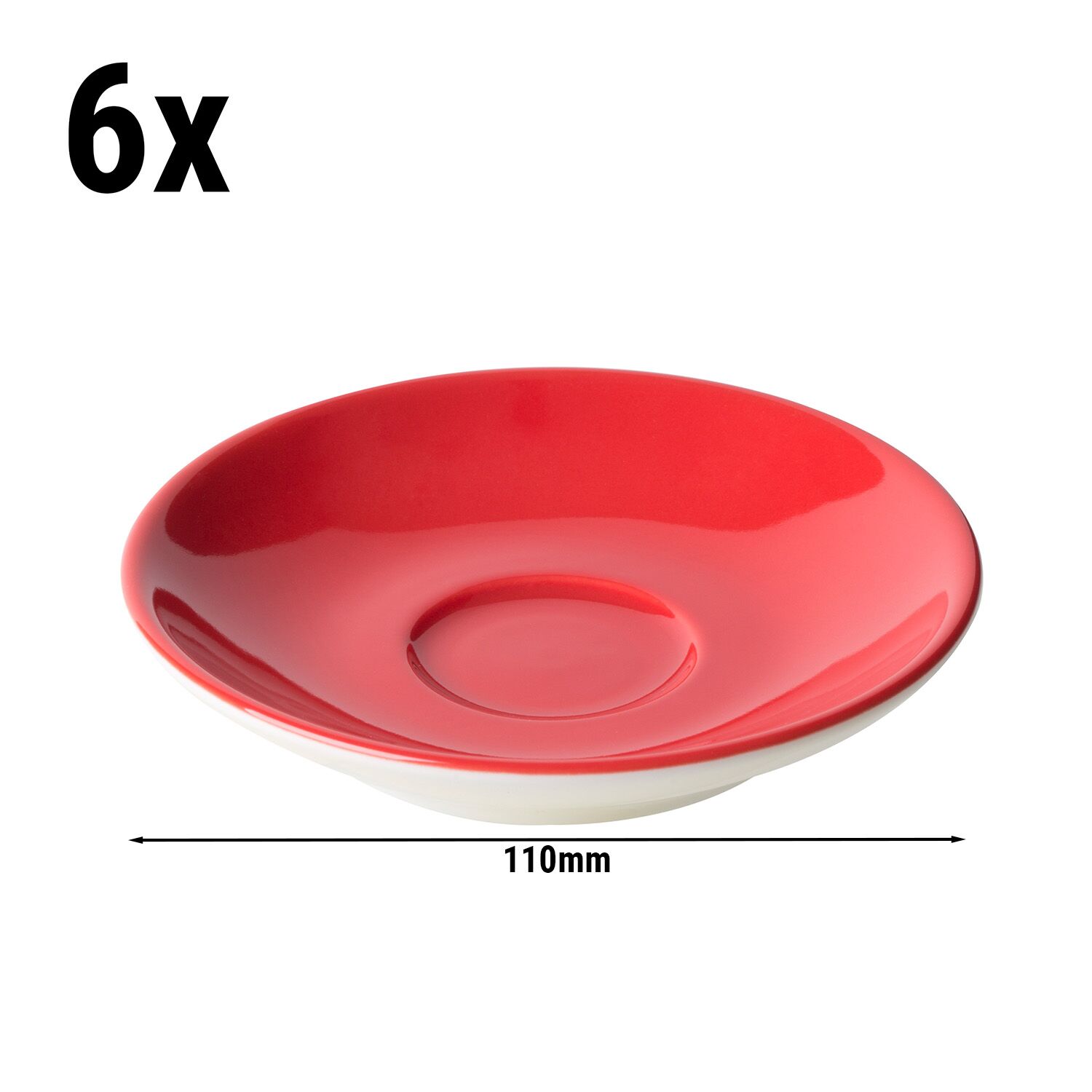 (6 st) BART COLOUR CAFE - Espressofat - Ø 110 mm - Röd