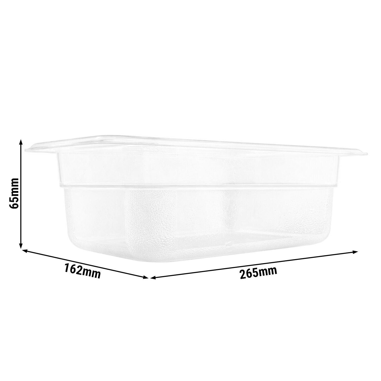 (6 pièces) Bac en Polypropylène - GN 1/4 - Translucide - 1,7 L - Hauteur : 65 mm