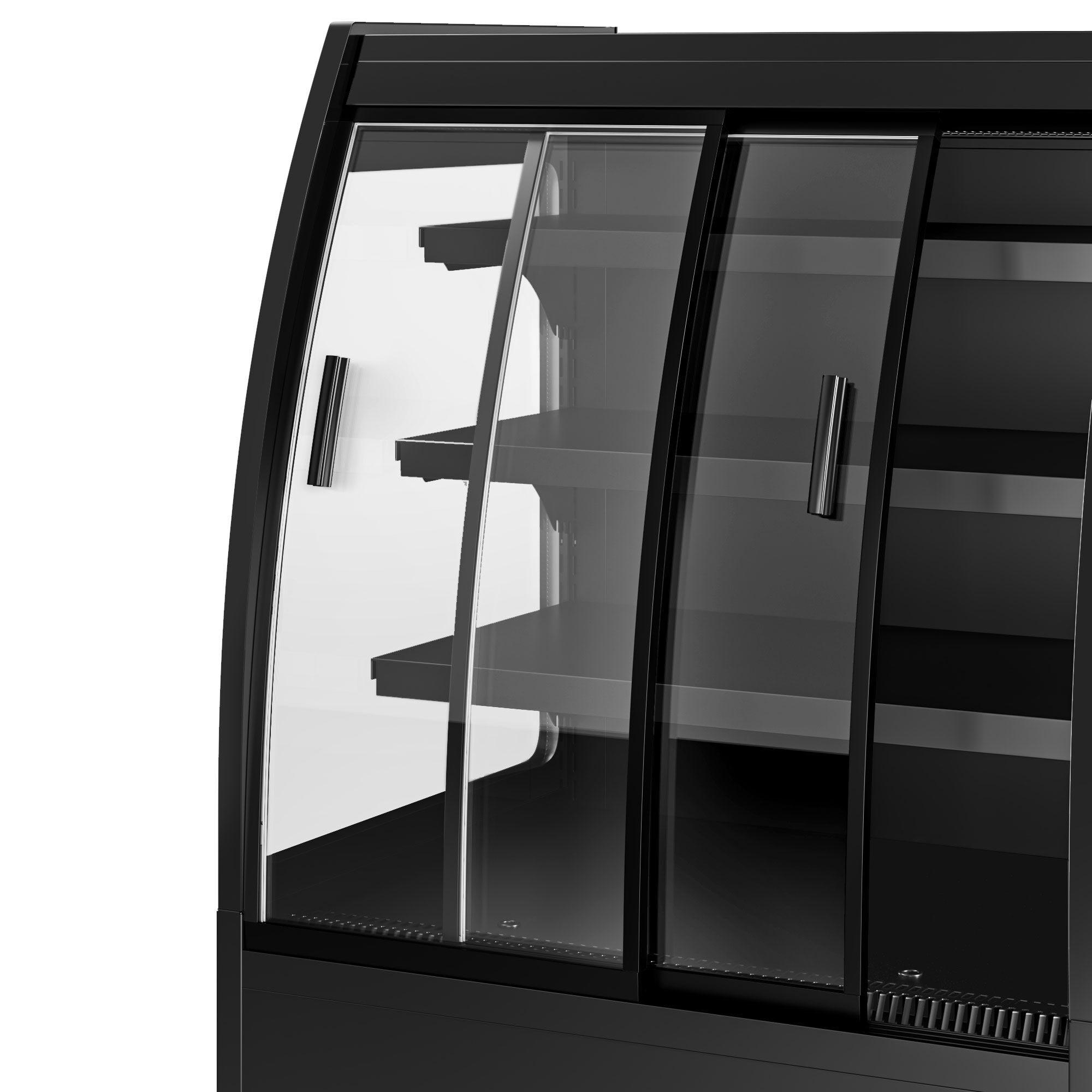 Vitrine murale réfrigérée - 1200mm - 380L - avec 2 portes coulissantes vitrées & 3 étagères - arrière fermé - Noir