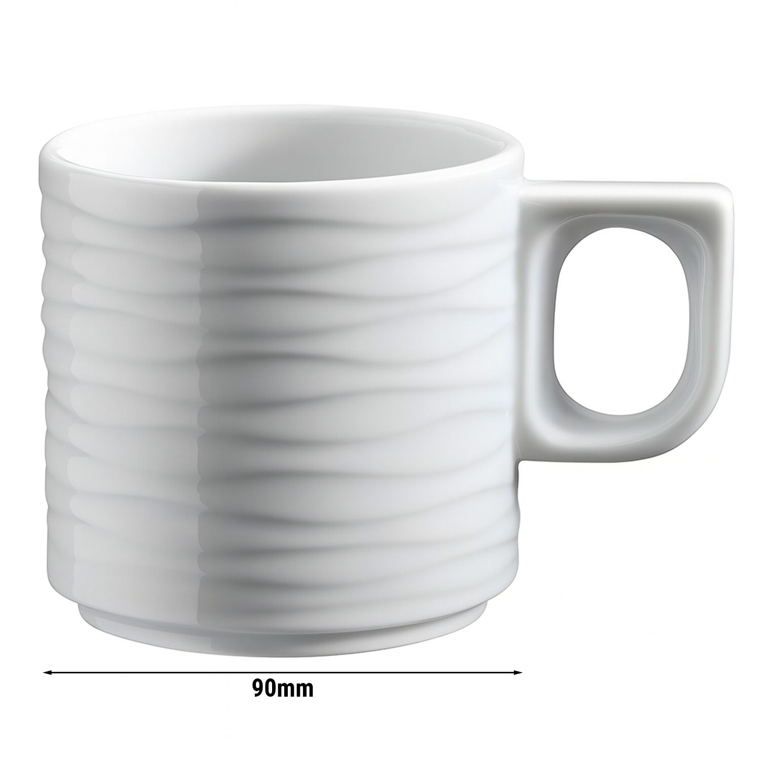 (6 pièces) SEA WAVE – Tasse à café/thé – avec structure en surface – 235 ml – Blanc