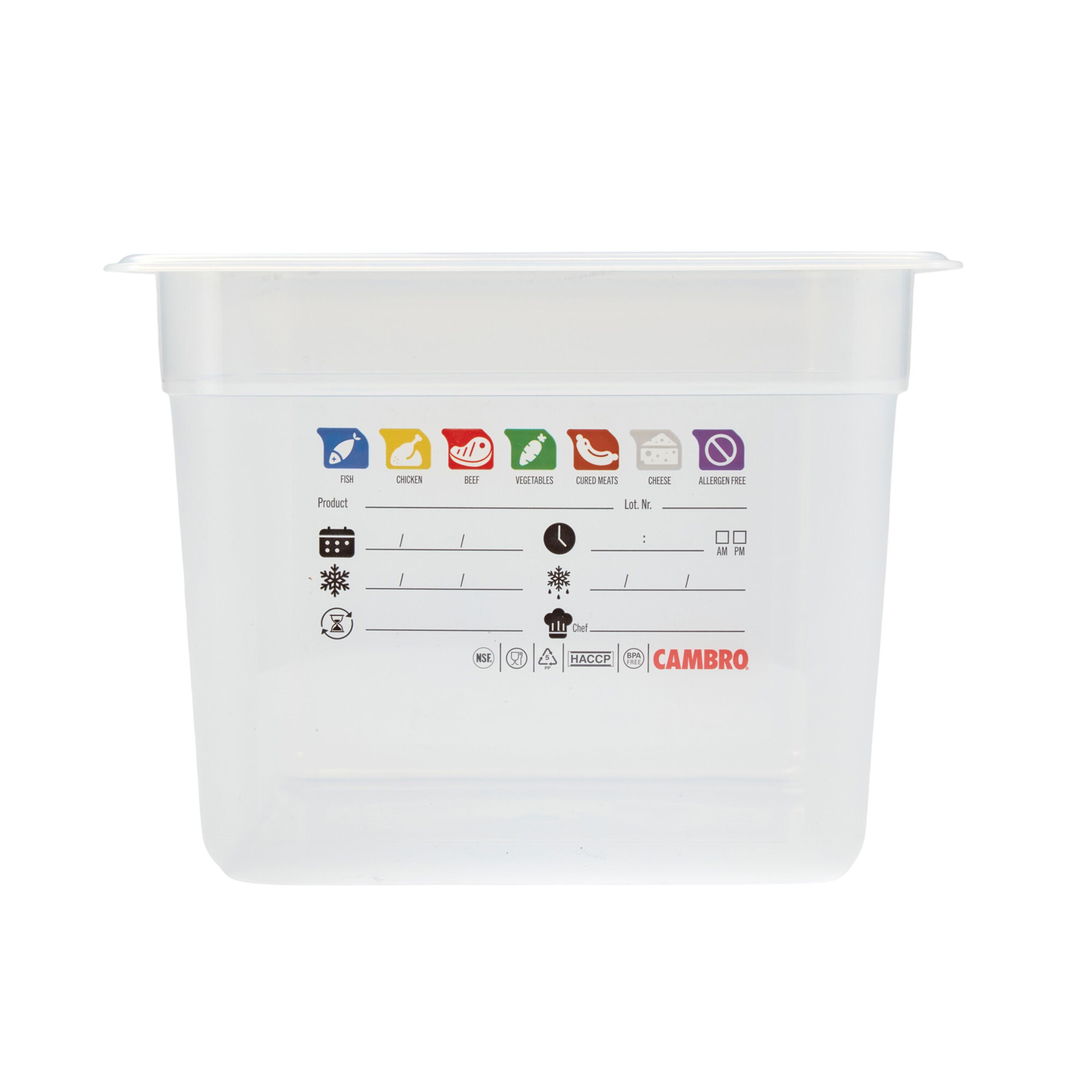 (6 pièces) CAMBRO | SafeTrak - Récipients en polypropylène GN 1/2 - laiteux - Hauteur : 200mm