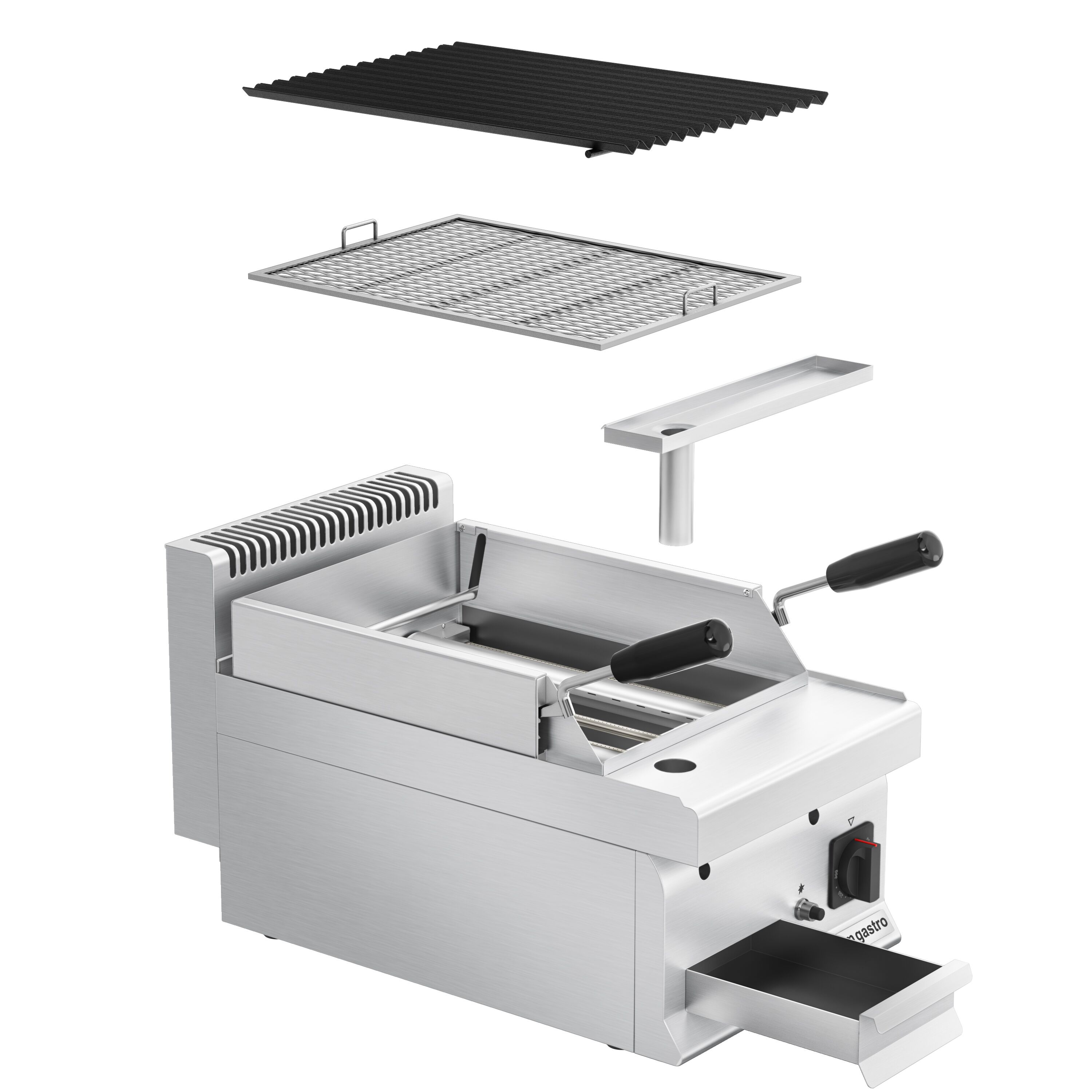 Grill à pierre de lave à gaz – 7 kW – grille inclinable