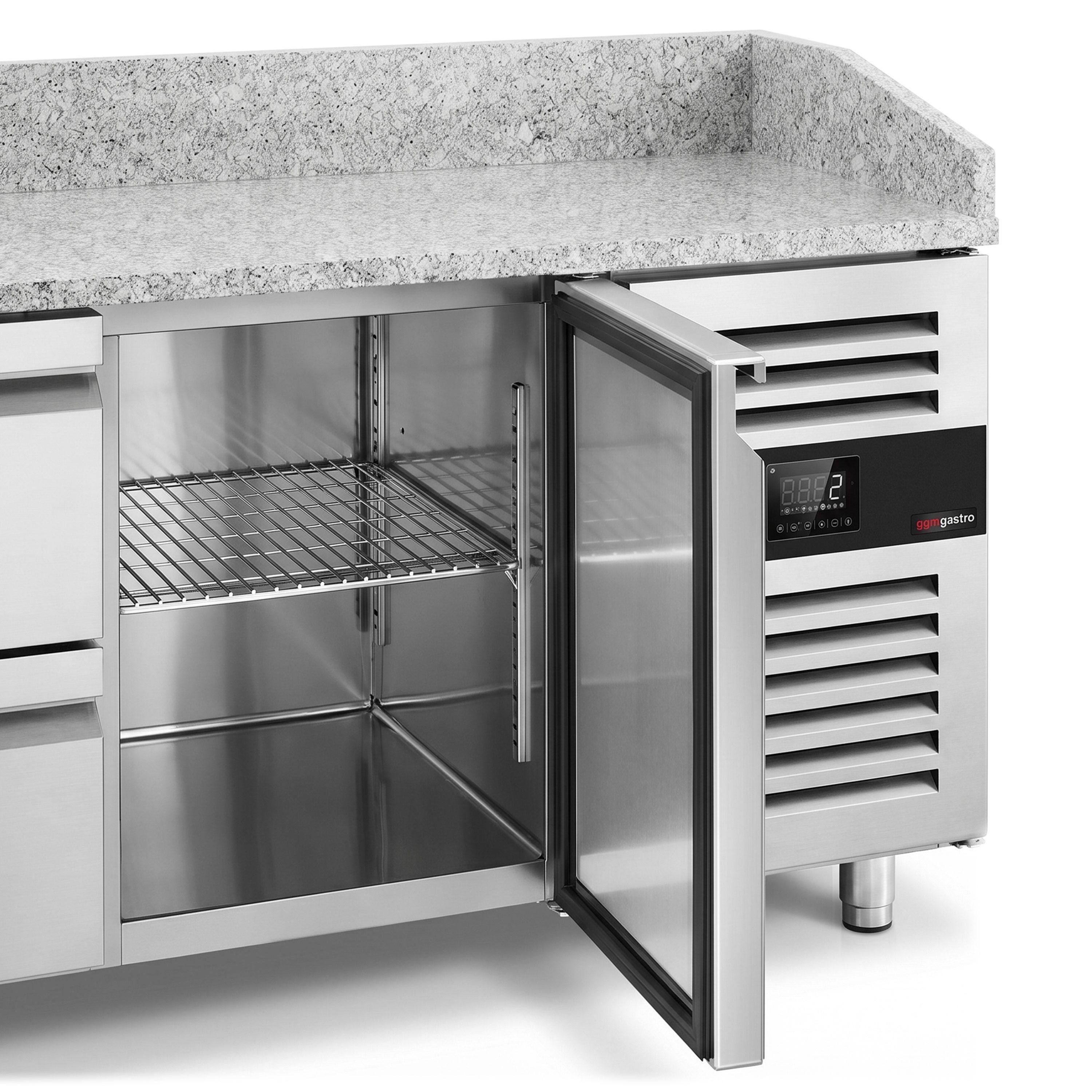 ECO pizza-hűtőpult – 1500x800 mm – 1 ajtóval és 2 fiókkal