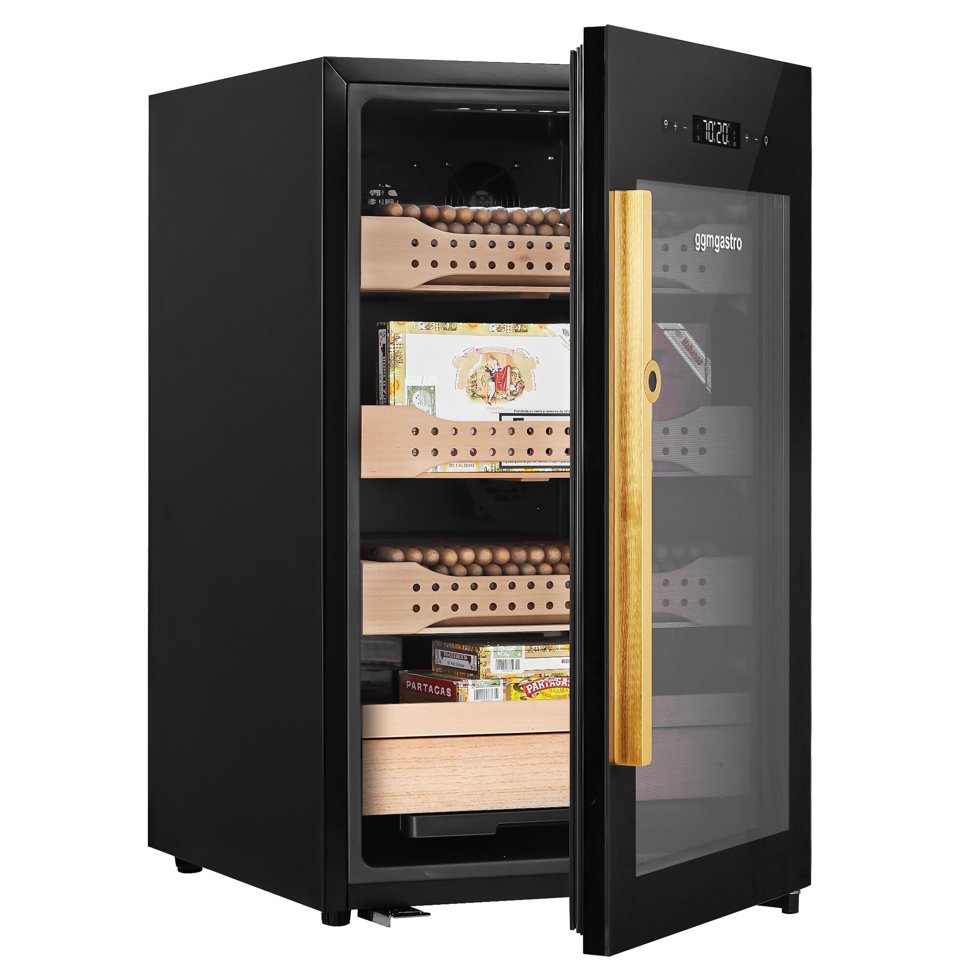 Armoire à Cigares Humidor avec Capteur d'Empreintes Digitales & Application de Contrôle - 113 Litres - pour 850 Cigares - 4 Tiroirs