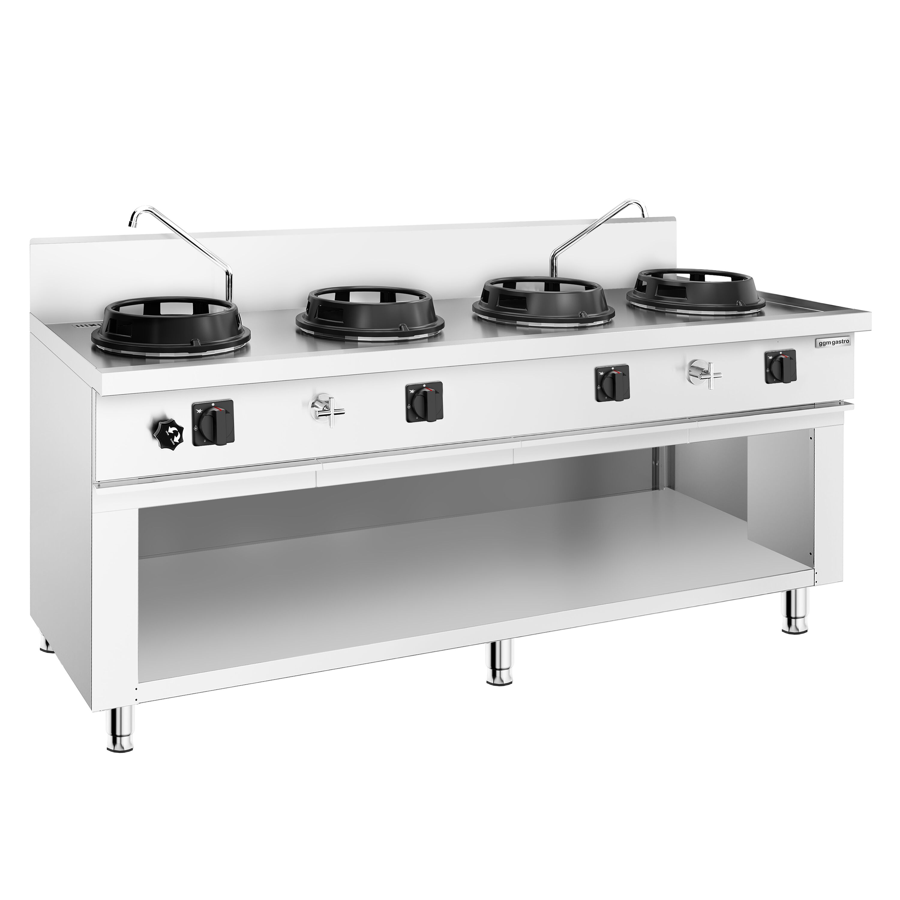 Cuisinière Wok à Gaz - 60 kW - 4 Brûleurs - incl. 2 Robinets