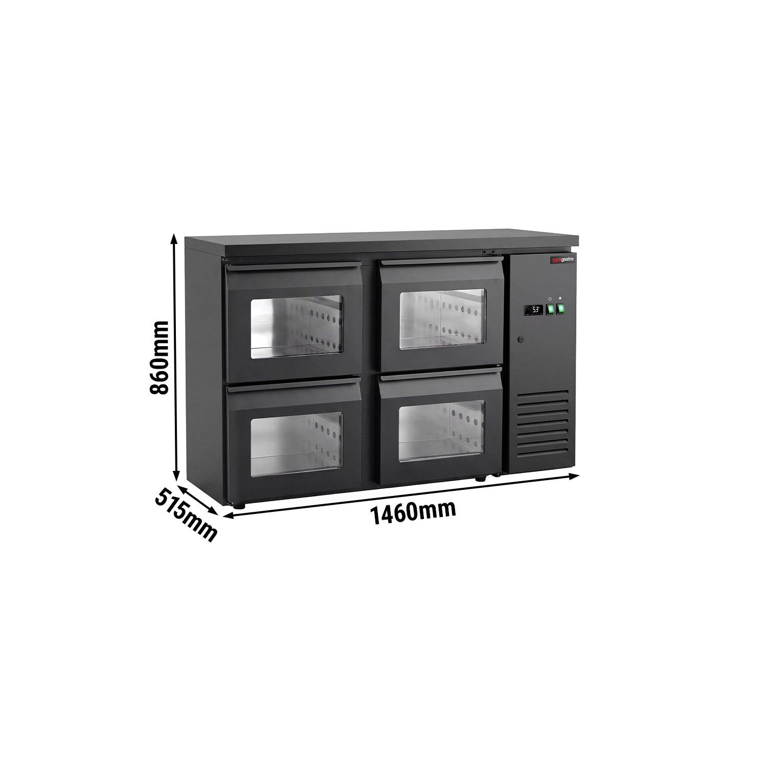 Commercial Back Bar Cooler ECO – 1460 mm – with 4 Glass Drawers – with RGB LED Lighting