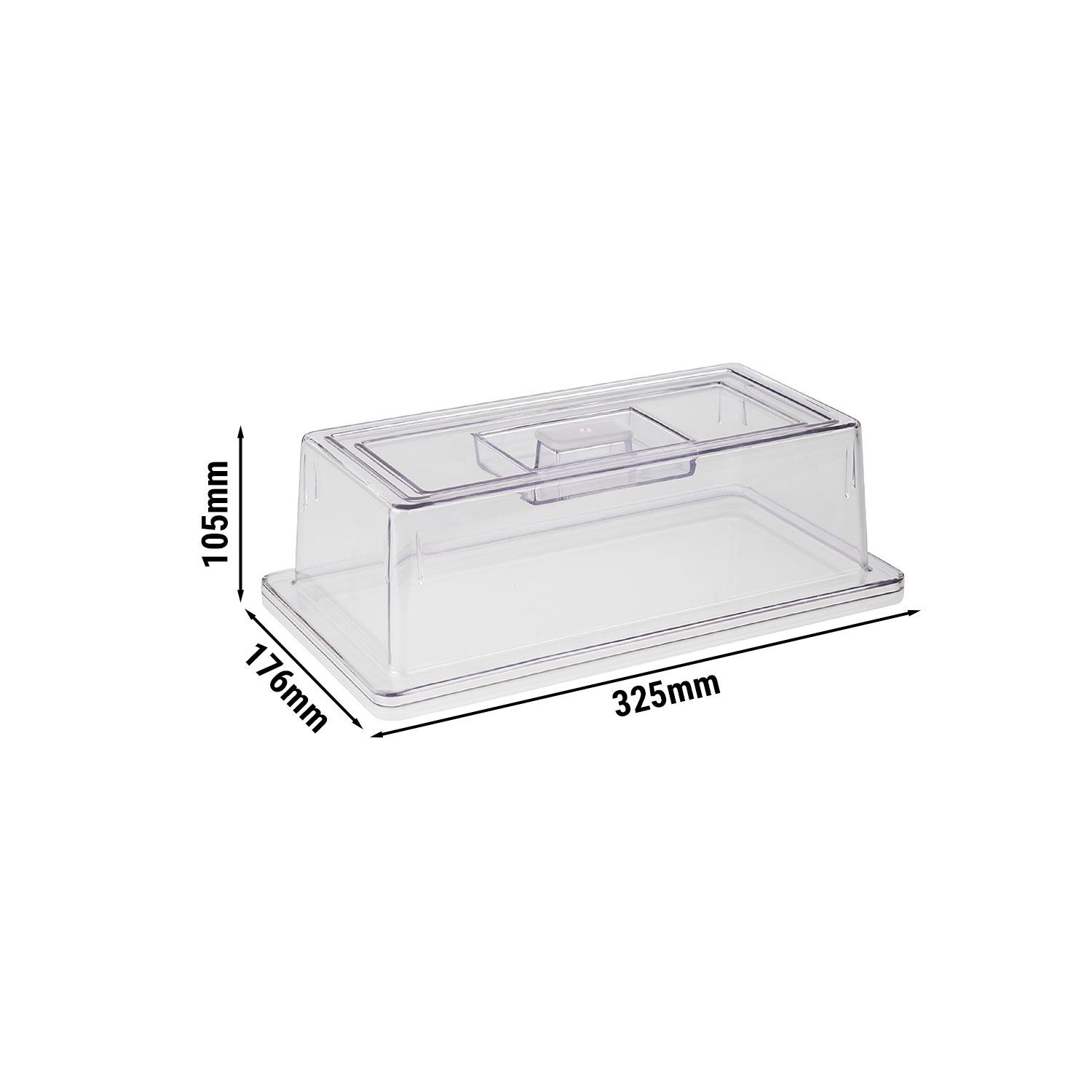 (6 pcs) Couvercle de présentation - GN 1/3 - Polycarbonate - 325x176mm - Hauteur:105mm