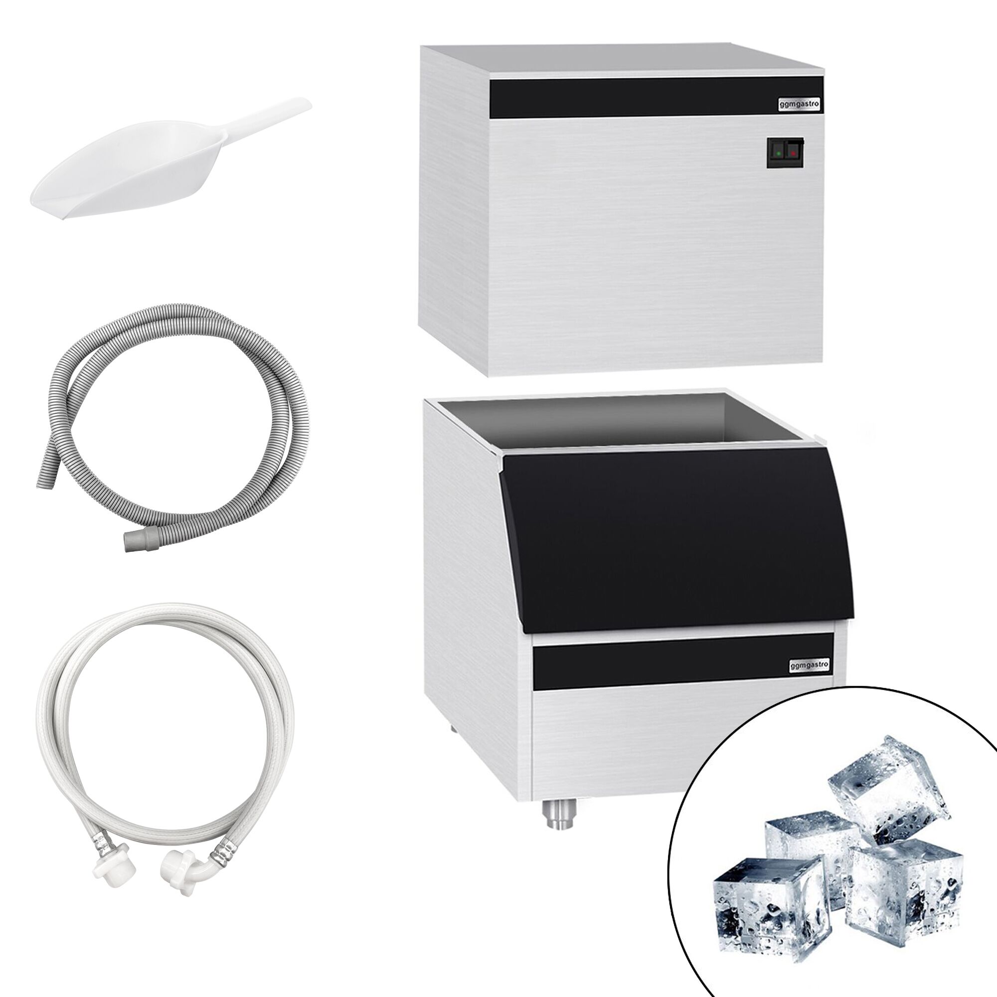 Machine à glaçons - Cubes - 230 kg/24 h - y Bac à glaçons