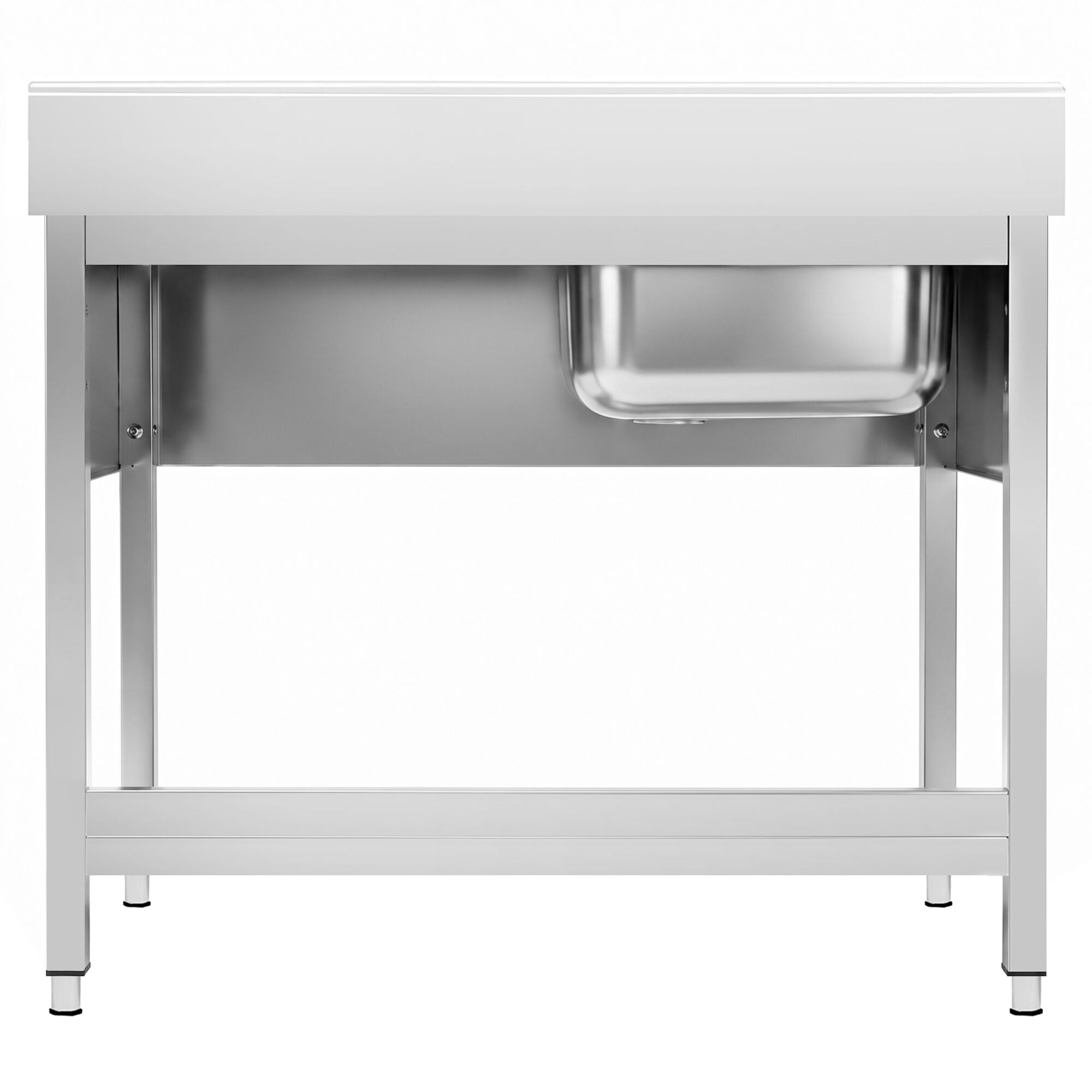 Stainless Steel Commercial Sink Unit PREMIUM - 1000x700mm - with Single Bowl Left-hand - with Undershelf - with Upstand