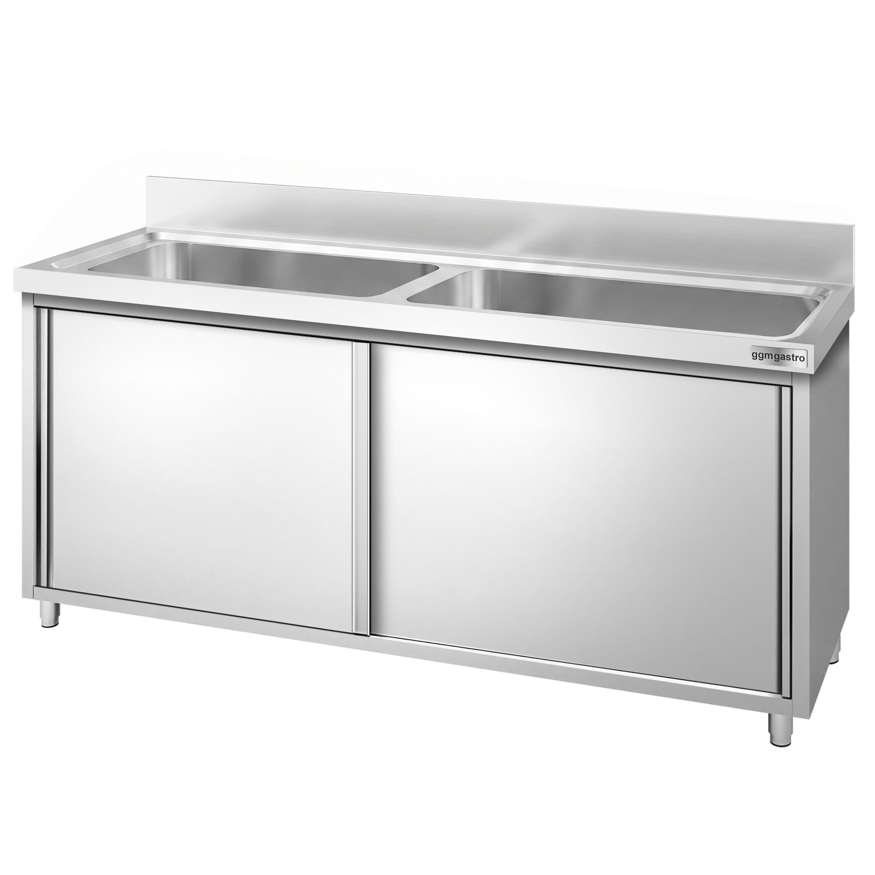 PREMIUM pot washing cabinet – 1800 x 600 mm – with 2 basins