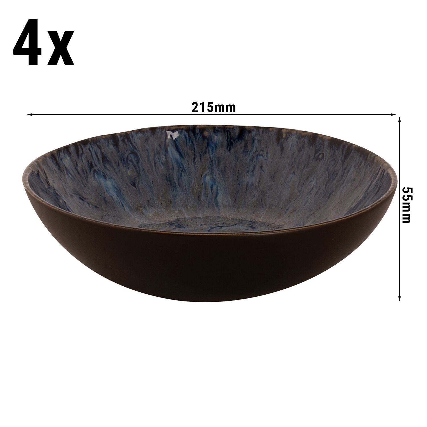 (4 pcs) Coupe - LESTER - Grès - Ø 210mm - Profondeur : 55mm - Bleu