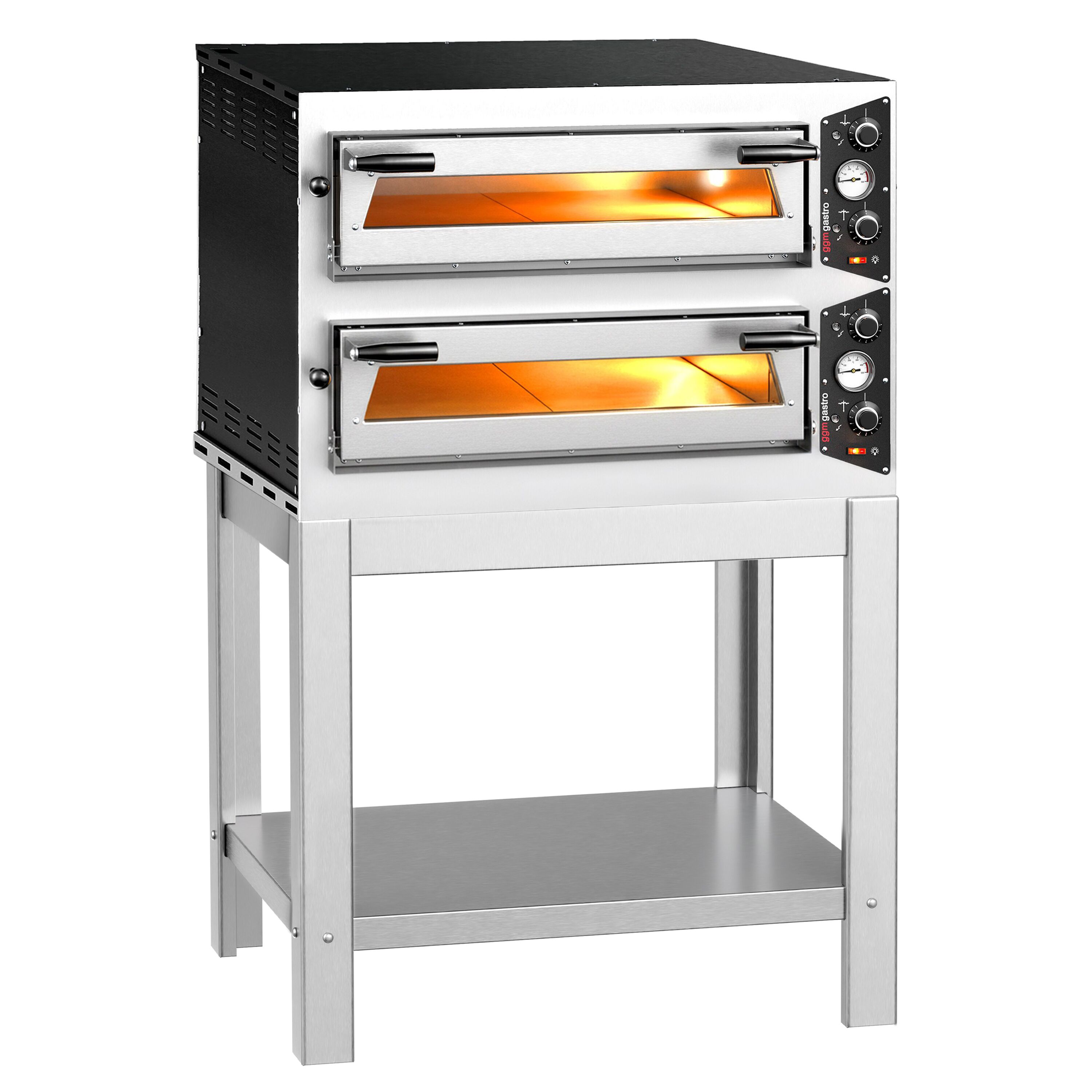 Four à pizza électrique – 4+4 x 30 cm – Manuel – incl. support inférieur