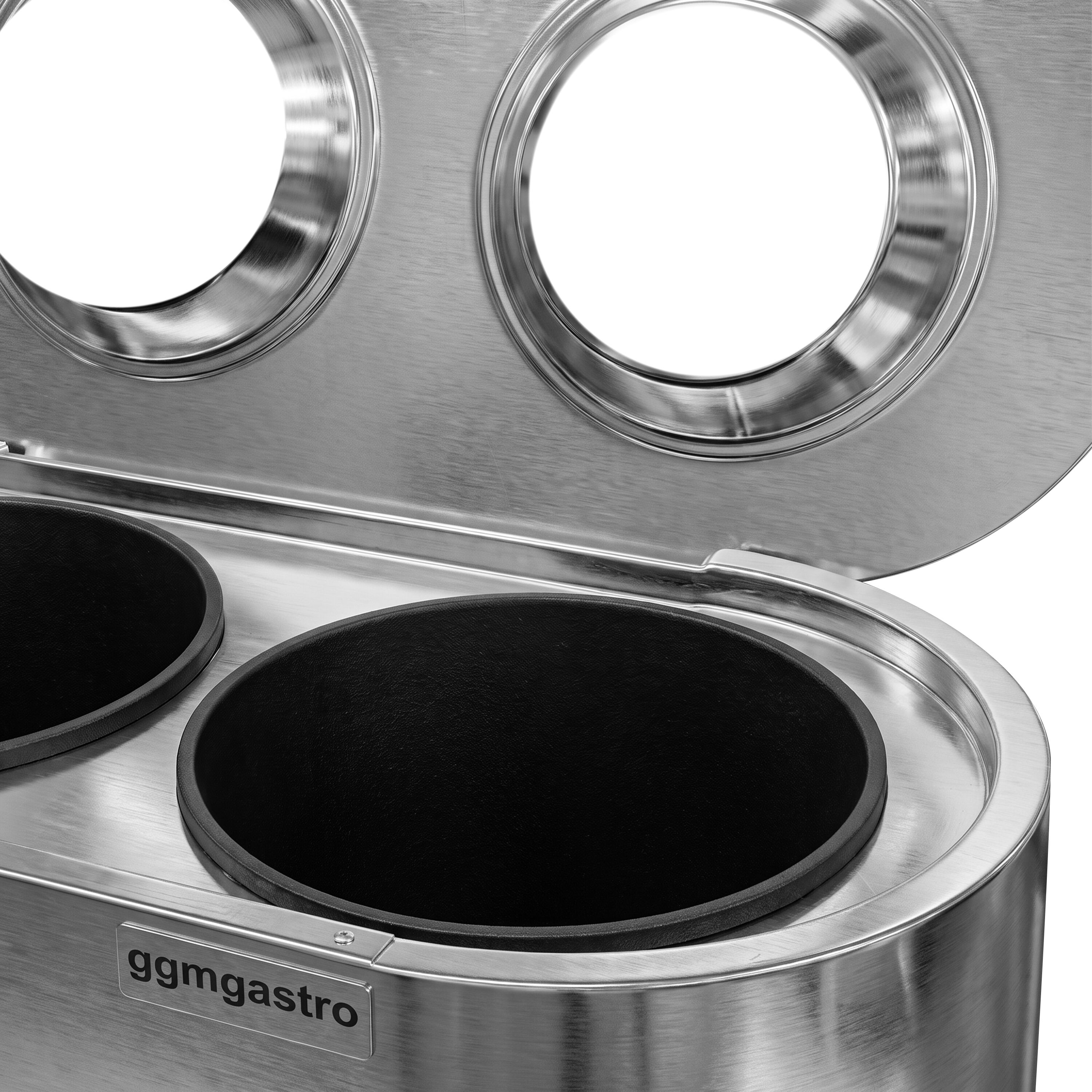 Waste sorting system – 4 bins, 30 litres each – stainless steel