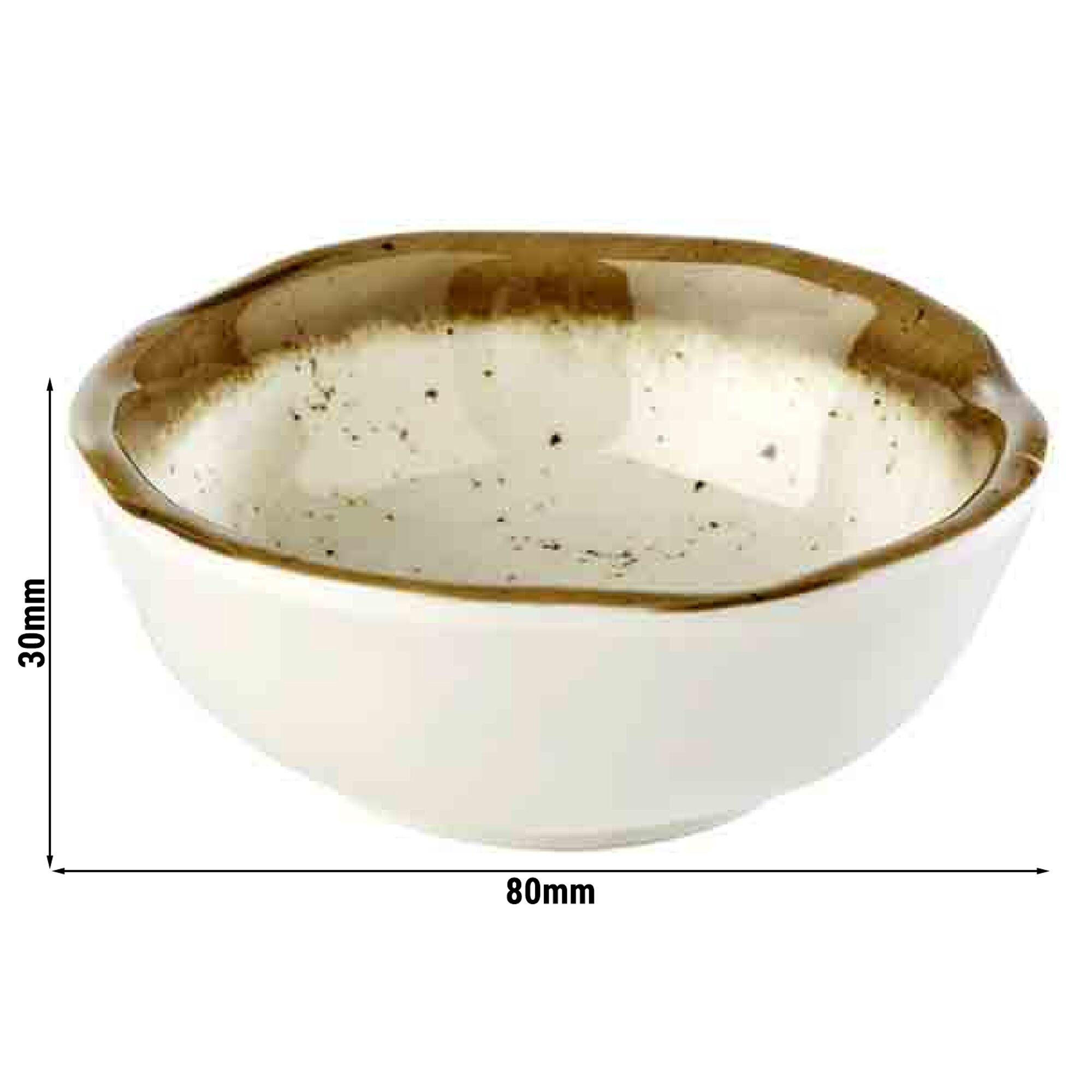 (12 pièces) Coupelles à sauce - STONE ART - Melamine - 70 ml - Ø 80 mm - Blanc/Marron