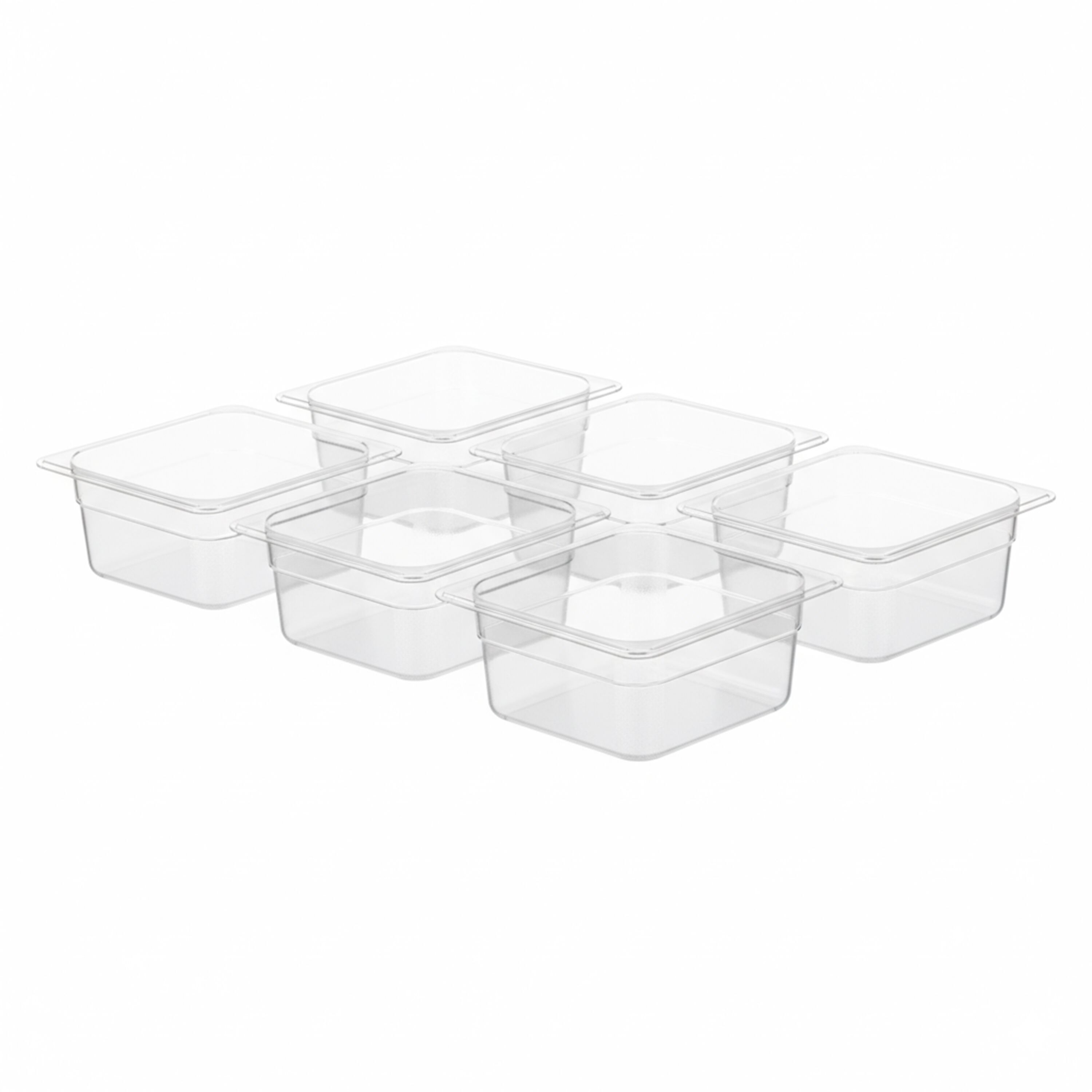(6 pièces) Bac en Polycarbonate GN 1/6 - Transparent - Hauteur : 65 mm