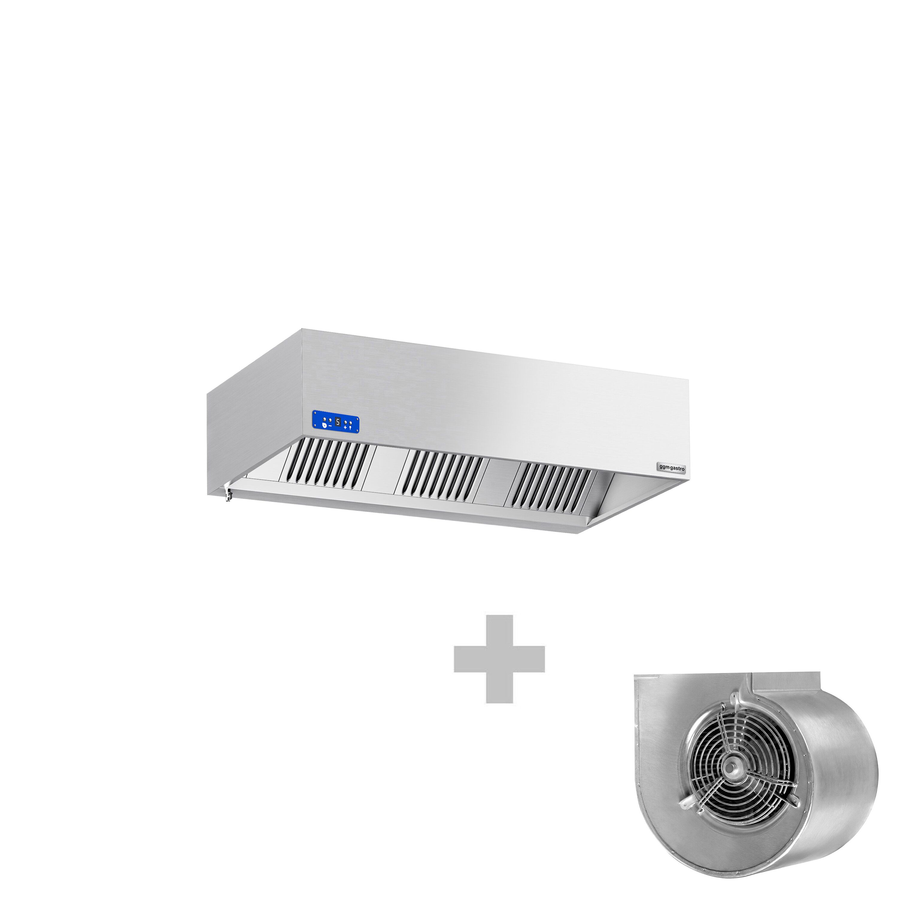 Commercial Wall-Mounted Extractor Hood  with Motor - 1800mm - with Speed Controller, Baffle Filters & Lighting