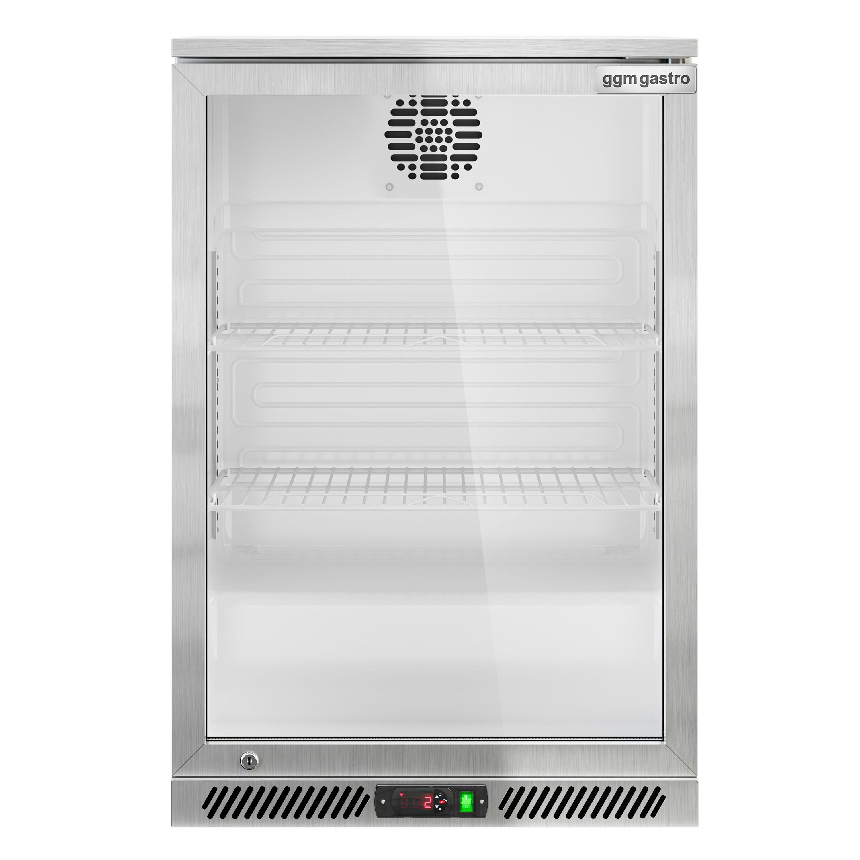 Réfrigérateur de bar – 600 mm – 130 litres – avec 1 porte vitrée battante – en inox