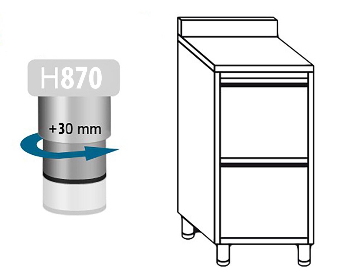 Meuble bas à tiroirs PREMIUM - Acier inoxydable - Professionnel - avec 2 tiroirs & dosseret 100mm - 500x600mm