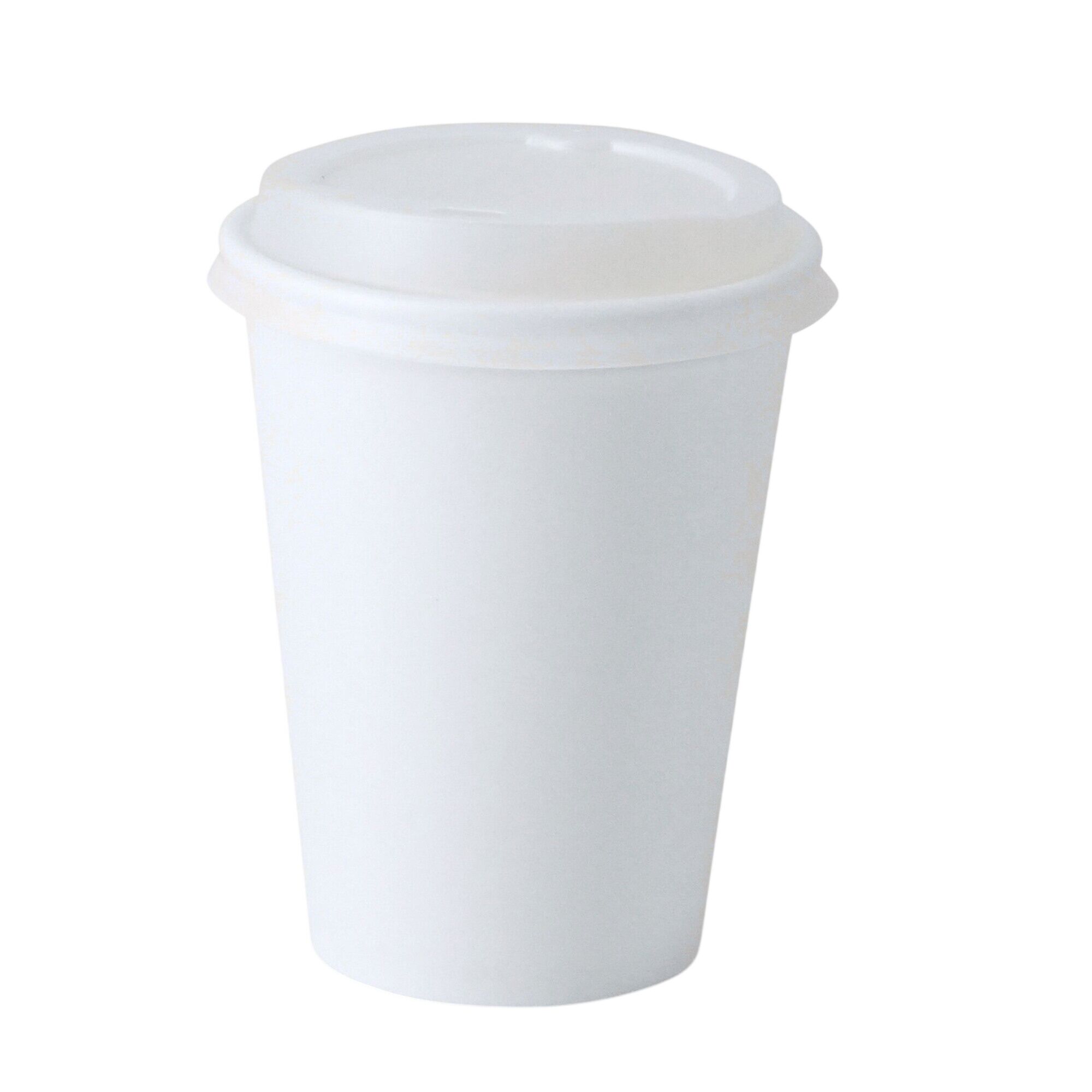 (1000 pcs) Couvercle réutilisable - Transparent - compatible avec 300ml Gobelet en carton Ø90mm Blanc