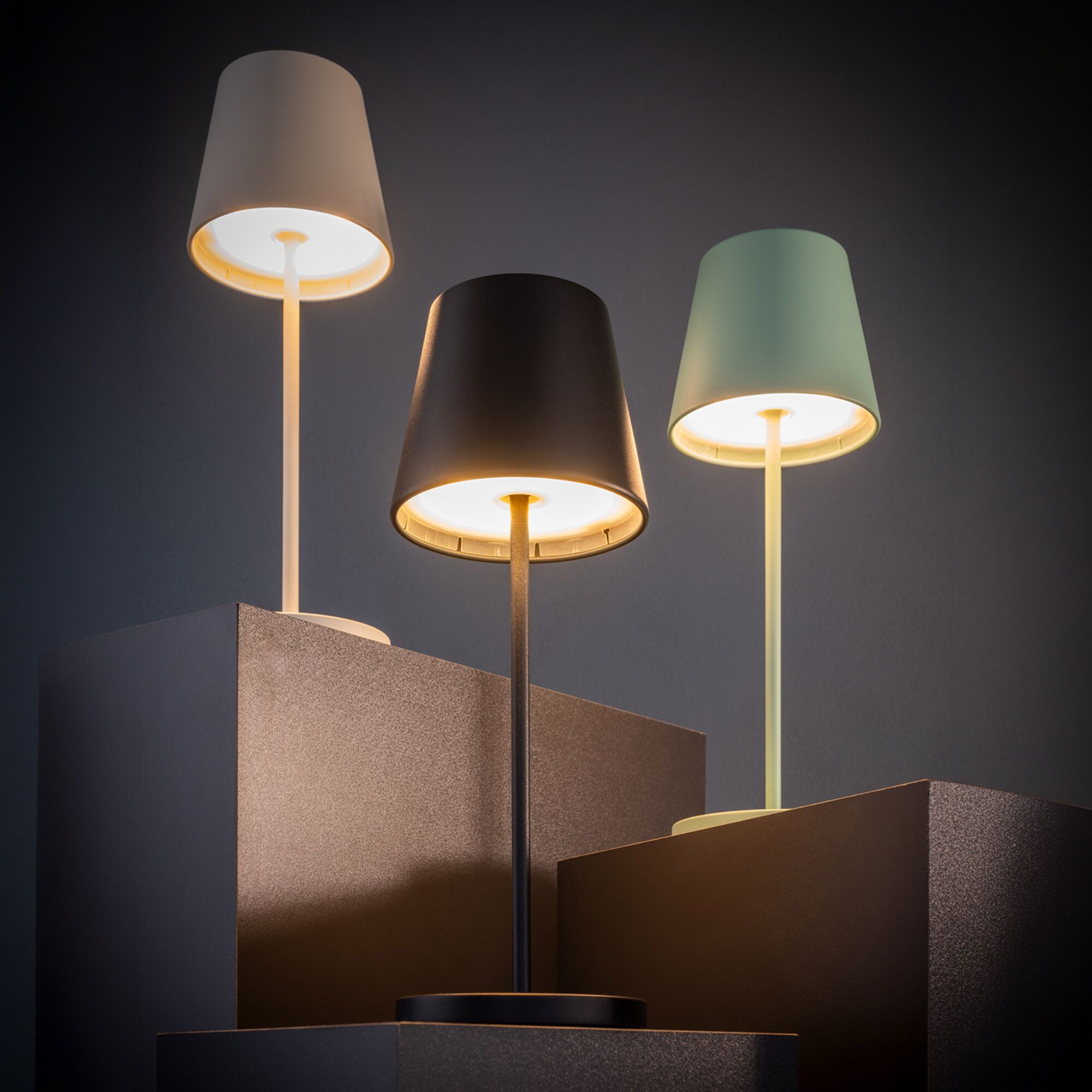 (4 pièces) Lampe de table – MERLE MINI – dimmable en 3 niveaux – Ø 90 mm – Noir