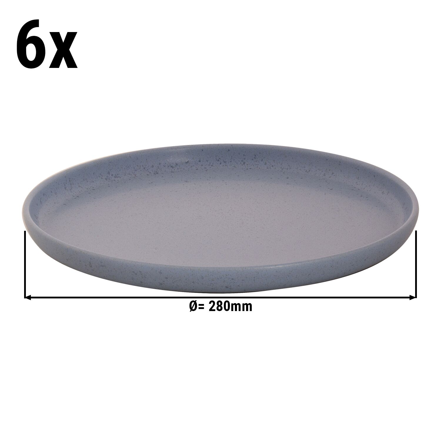 (6 st) SANDY LOAM - Tallrik - platt - stengods - Ø 28 cm - blå