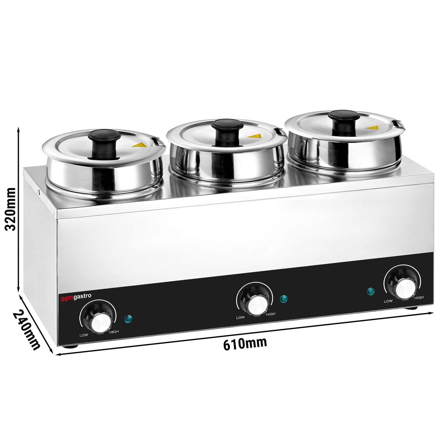 Bain-marie à sauce Inox PROFESSIONNEL - 3x3,5L (10,5L) - 450W