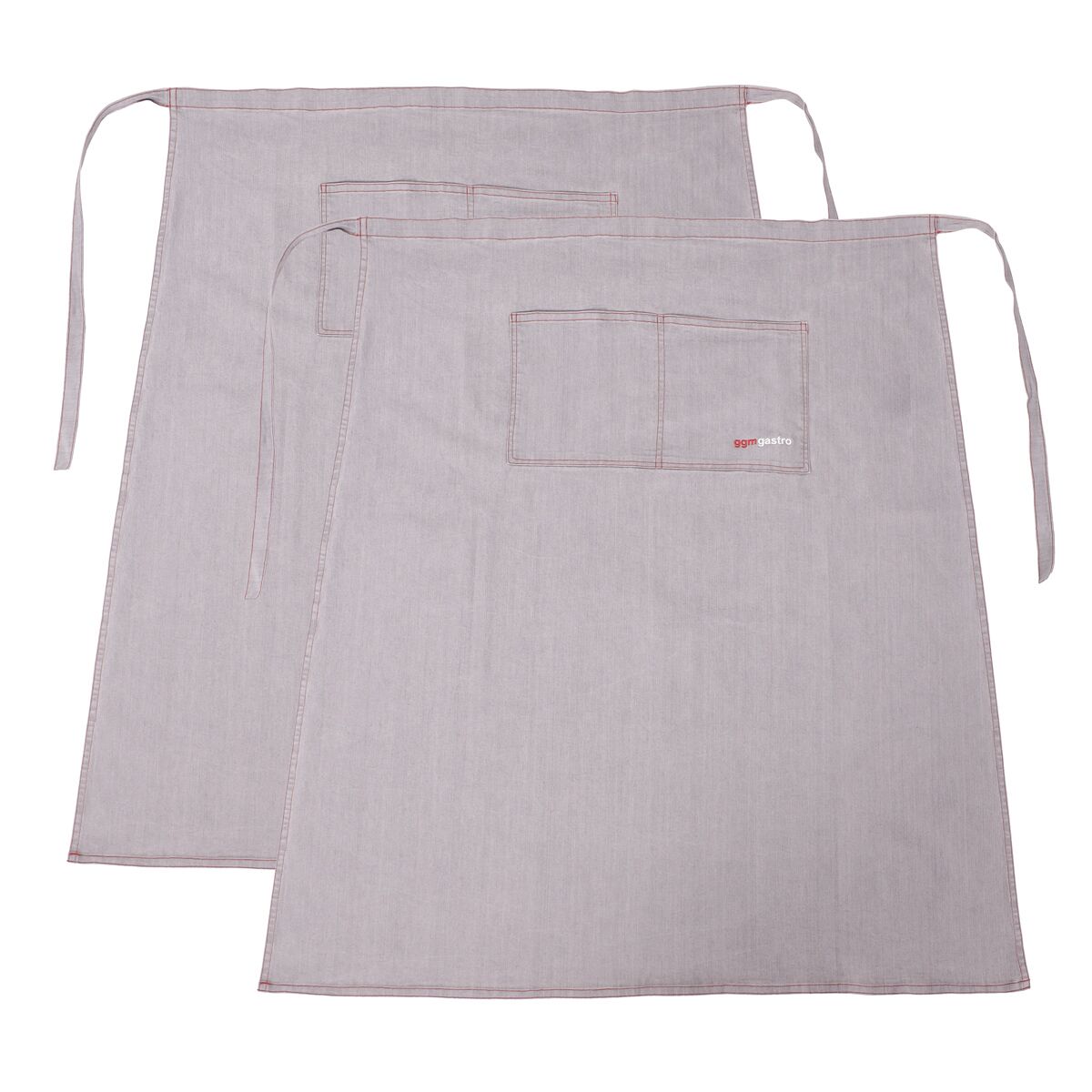 (2 pièces) Tablier de bistrot - Long - Aspect jean gris clair