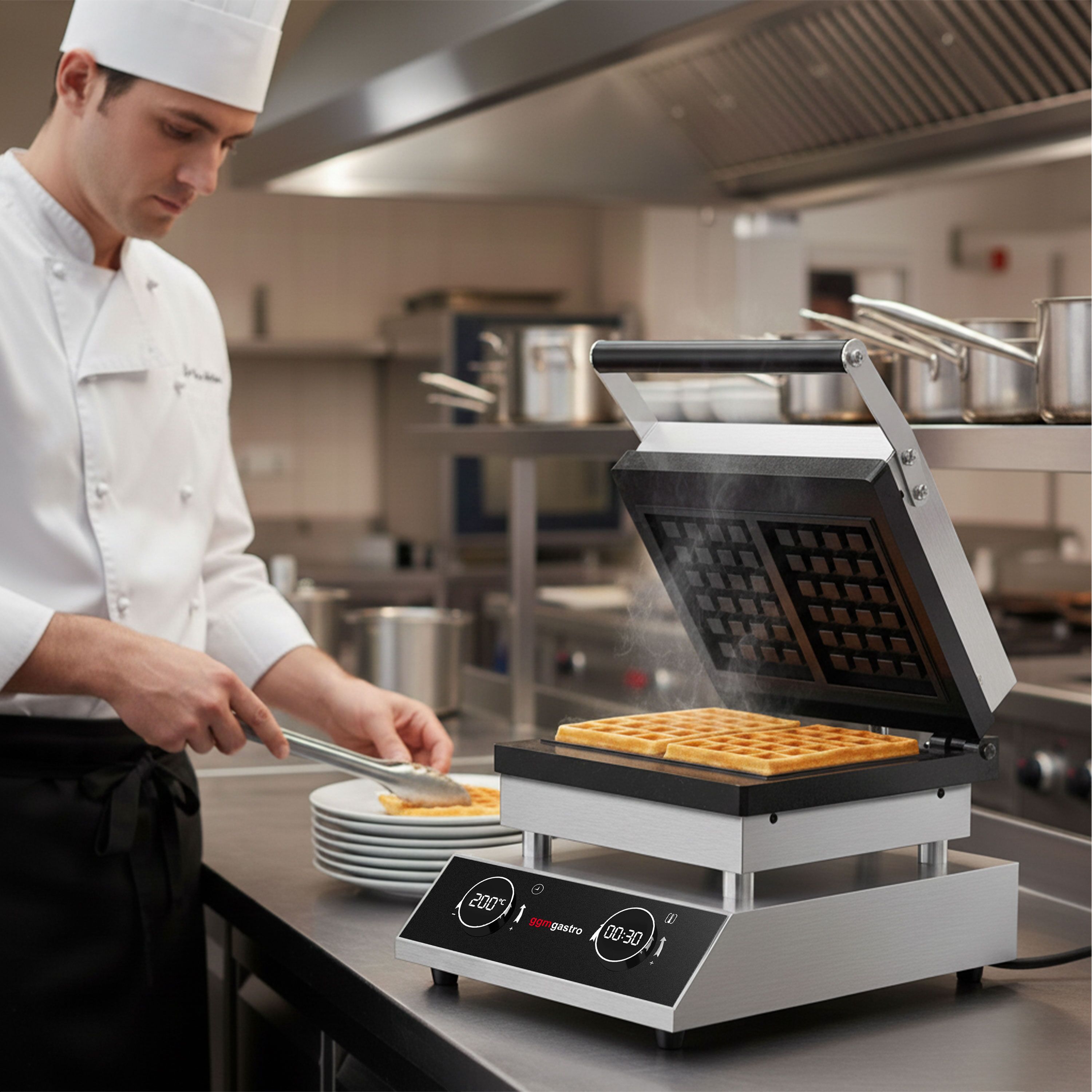 Gaufrier – simple – digital – 1,6 kW – Forme : 2 gaufres de Bruxelles