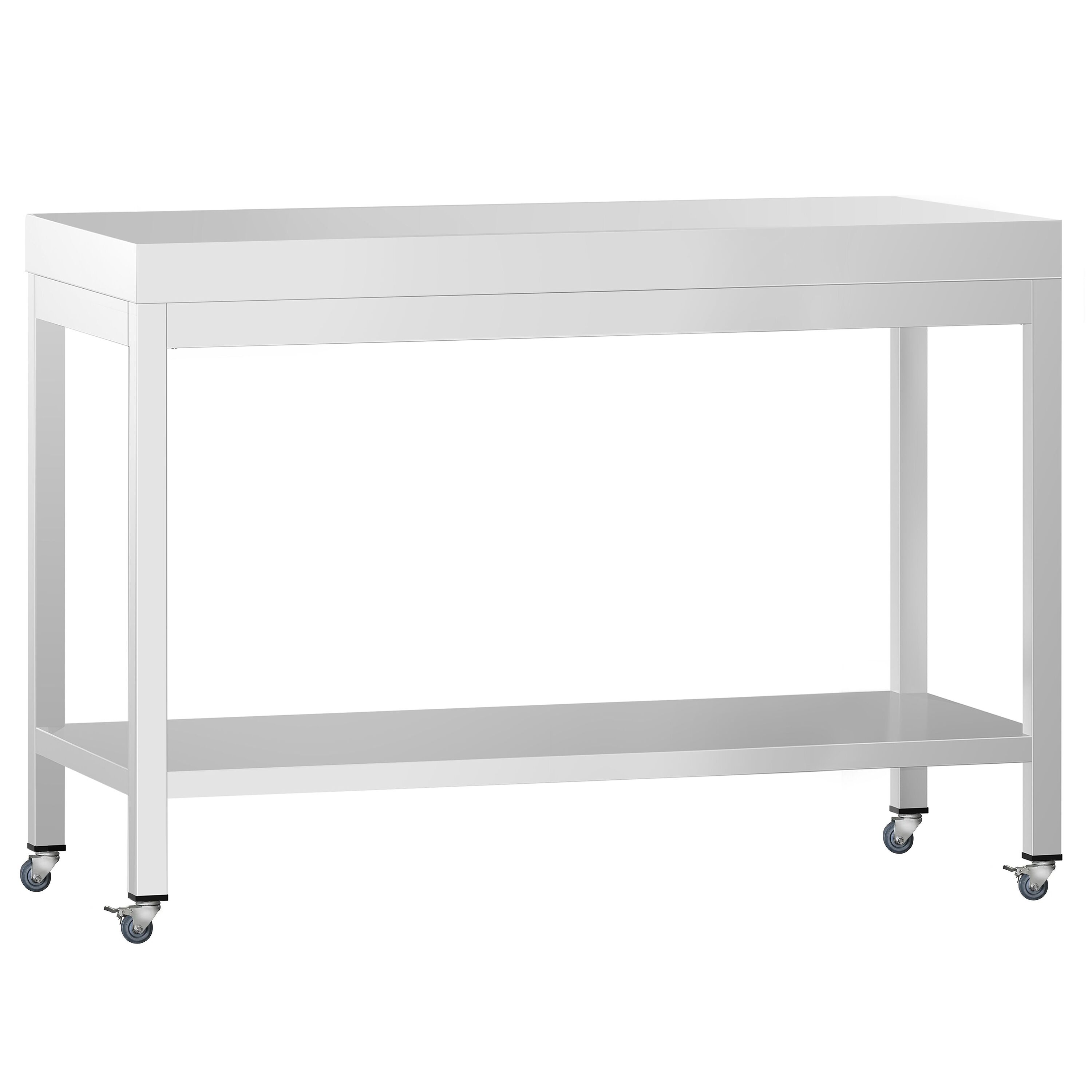 Table de travail en inox PREMIUM - 1000 x 600 mm - avec tablette inférieure et roulettes