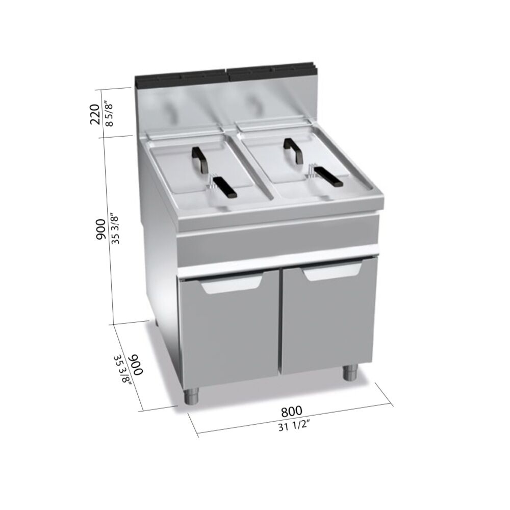 Friteuse à gaz double - 20 + 20 litres - 35 kW